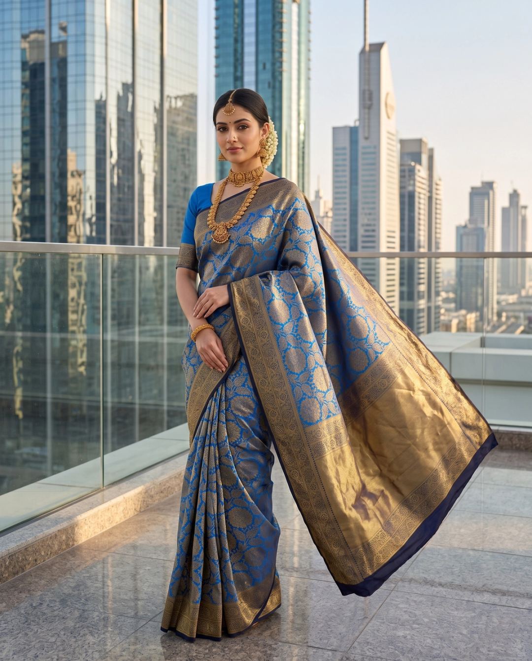 Blue Gold Zari Temple Muse