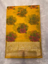 Golden Yellow Floral Silk Splendor