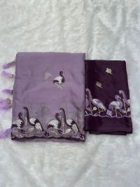 Lavender Embroidered Sravana Masam Saree