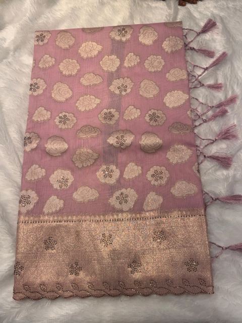 Mauve Elegance Floral Cotton Saree