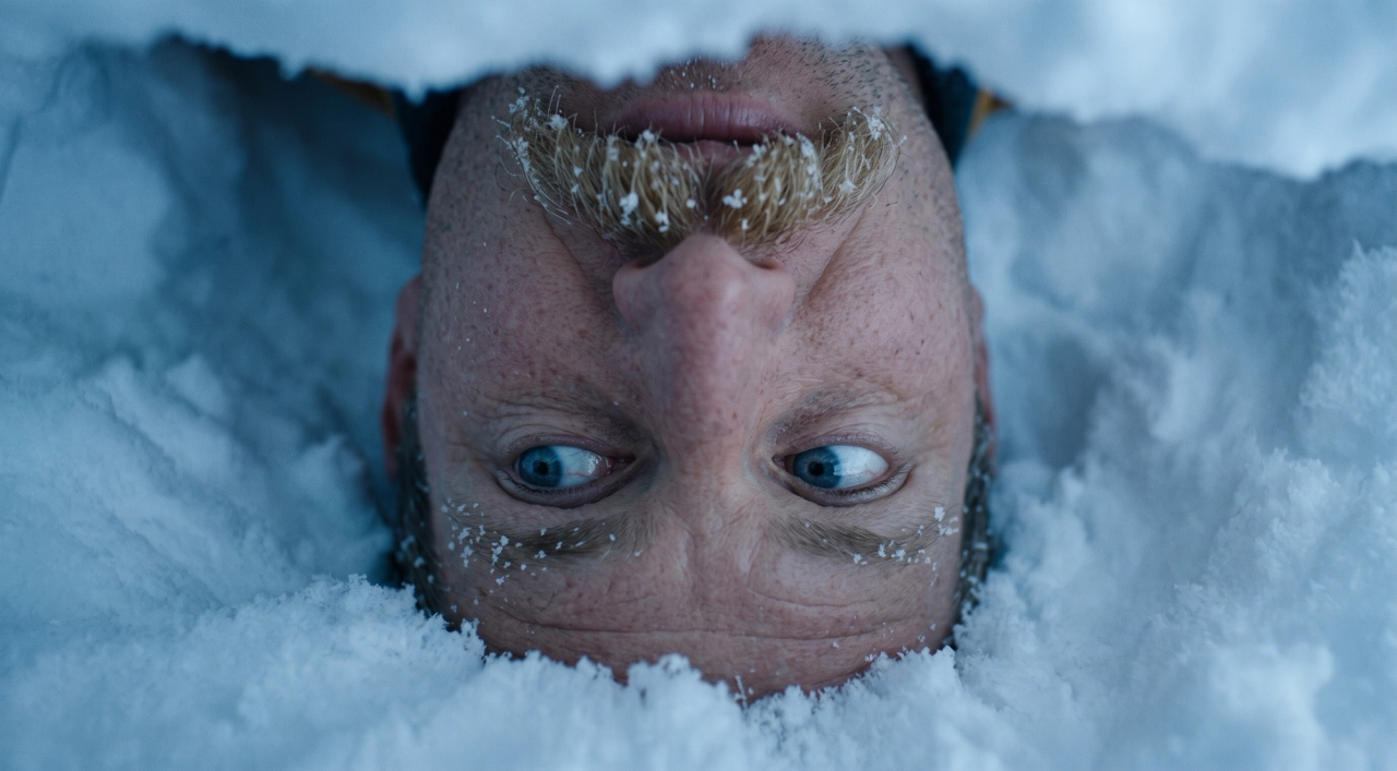 Ondersteboven gezicht in de sneeuw met een glinsterende kroon, omslagbeeld van het brandfilmconcept voor Talent&Pro
