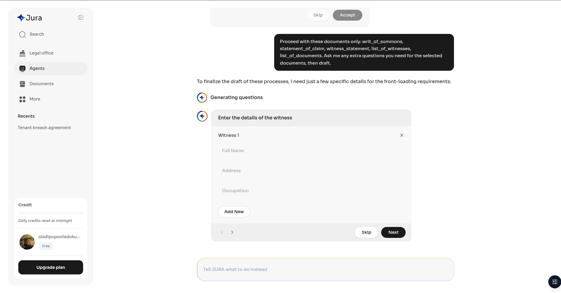 Jura AI — Legal Intelligence and Document Generation Platform