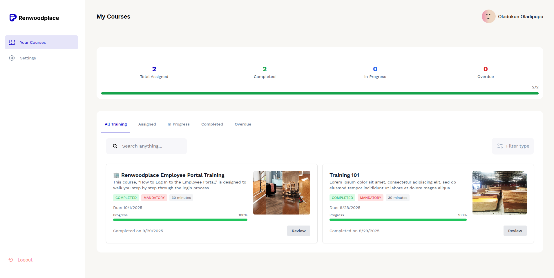 Renwoodplace HRM & Training System