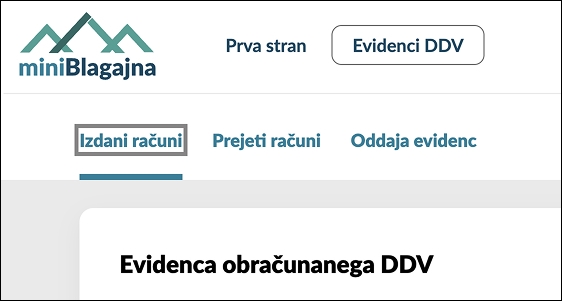 Mini Blagajna evidenca izdanih računov