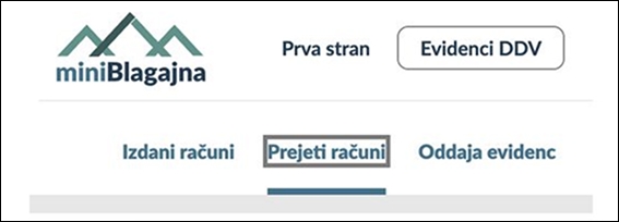 Mini Blagajna evidenca prejetih računov
