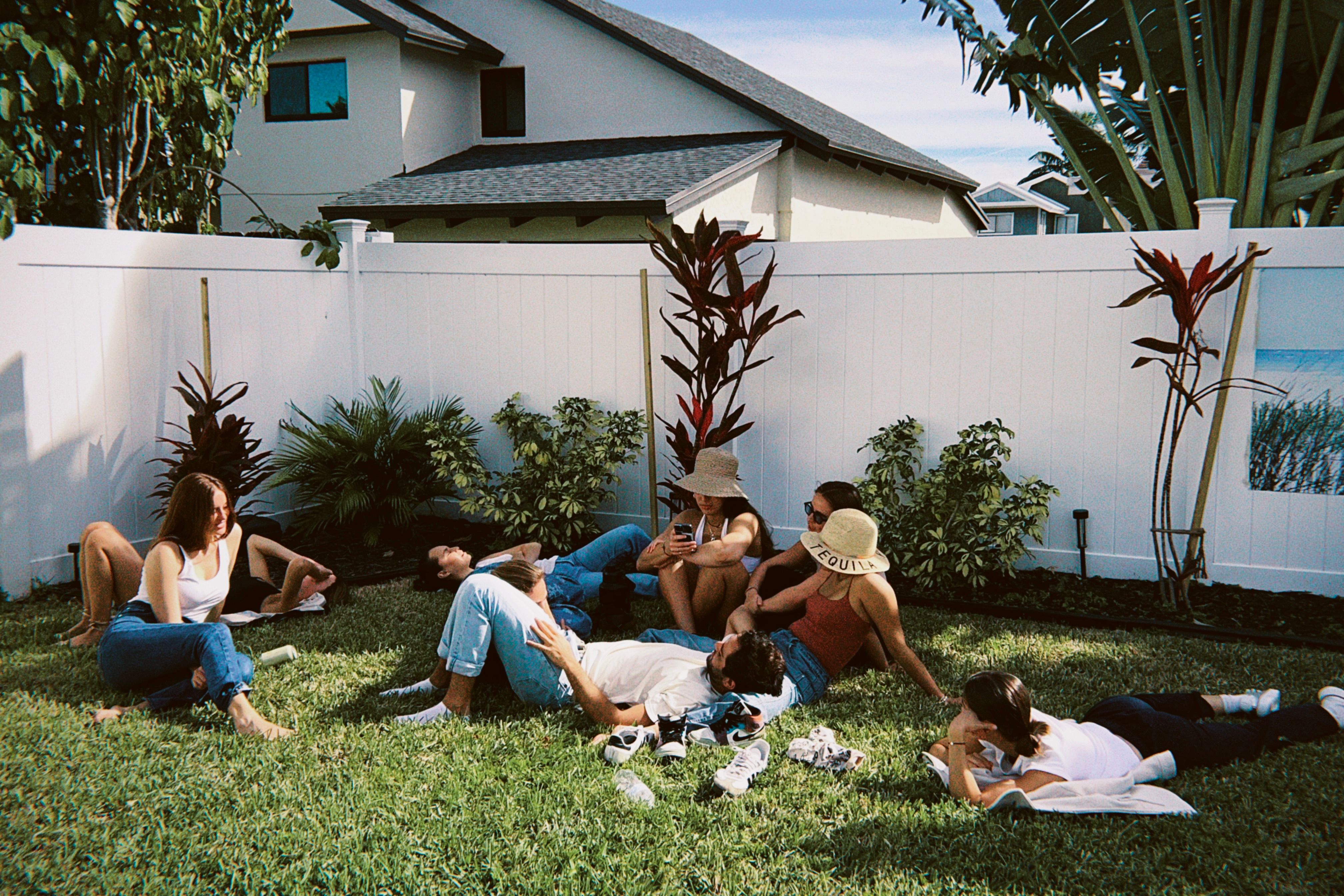 People spending an afternoon together in a garden