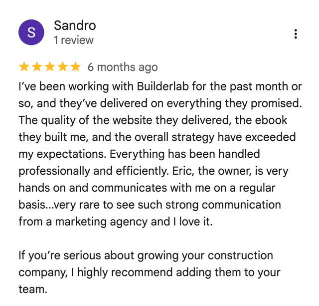Sandro Google review