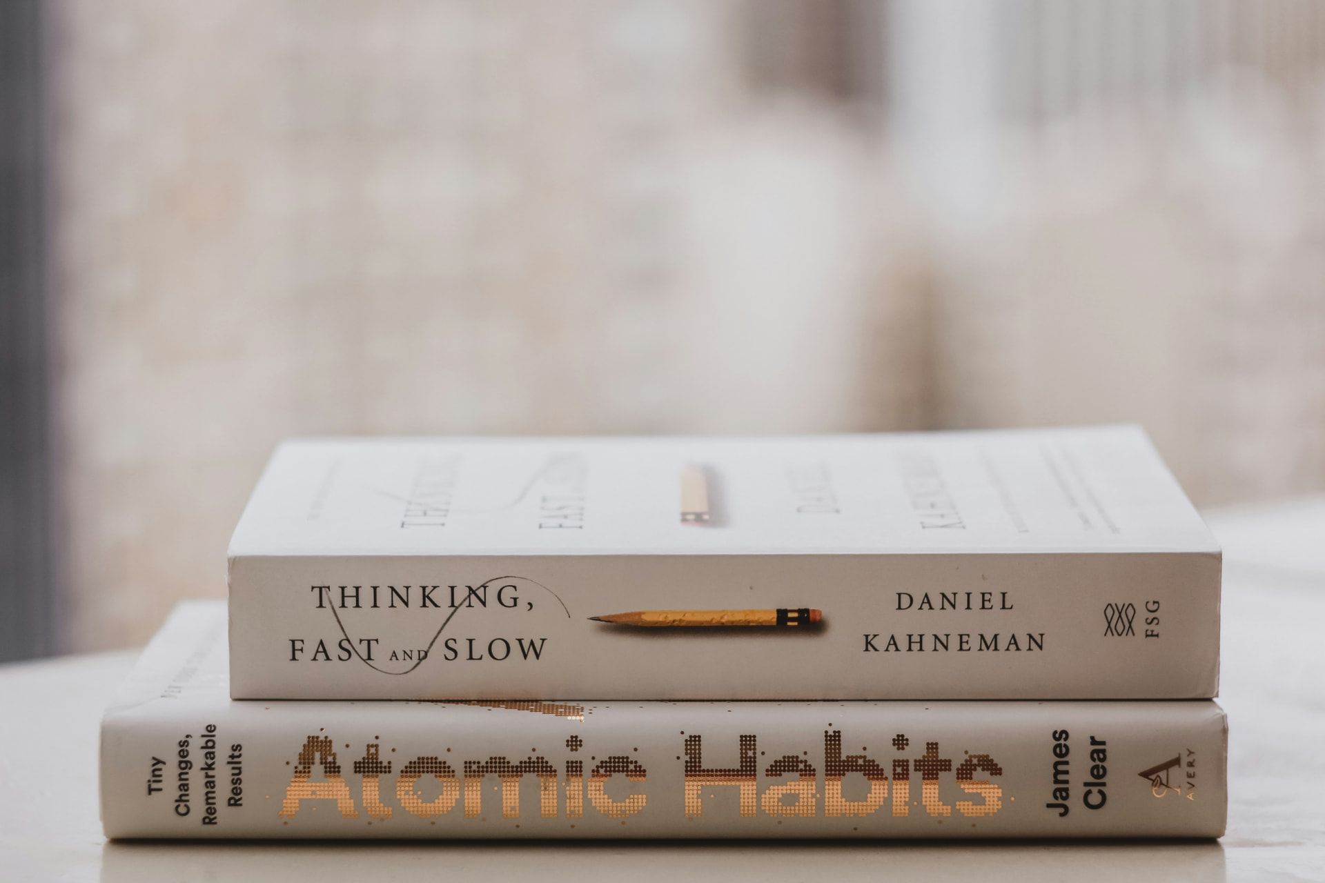 Stack of books on a table