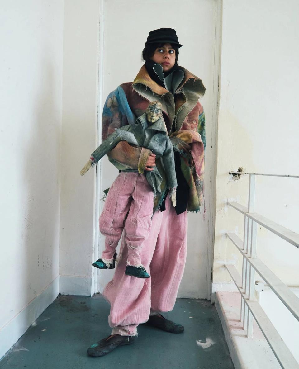 Hand painted double collar jacket 