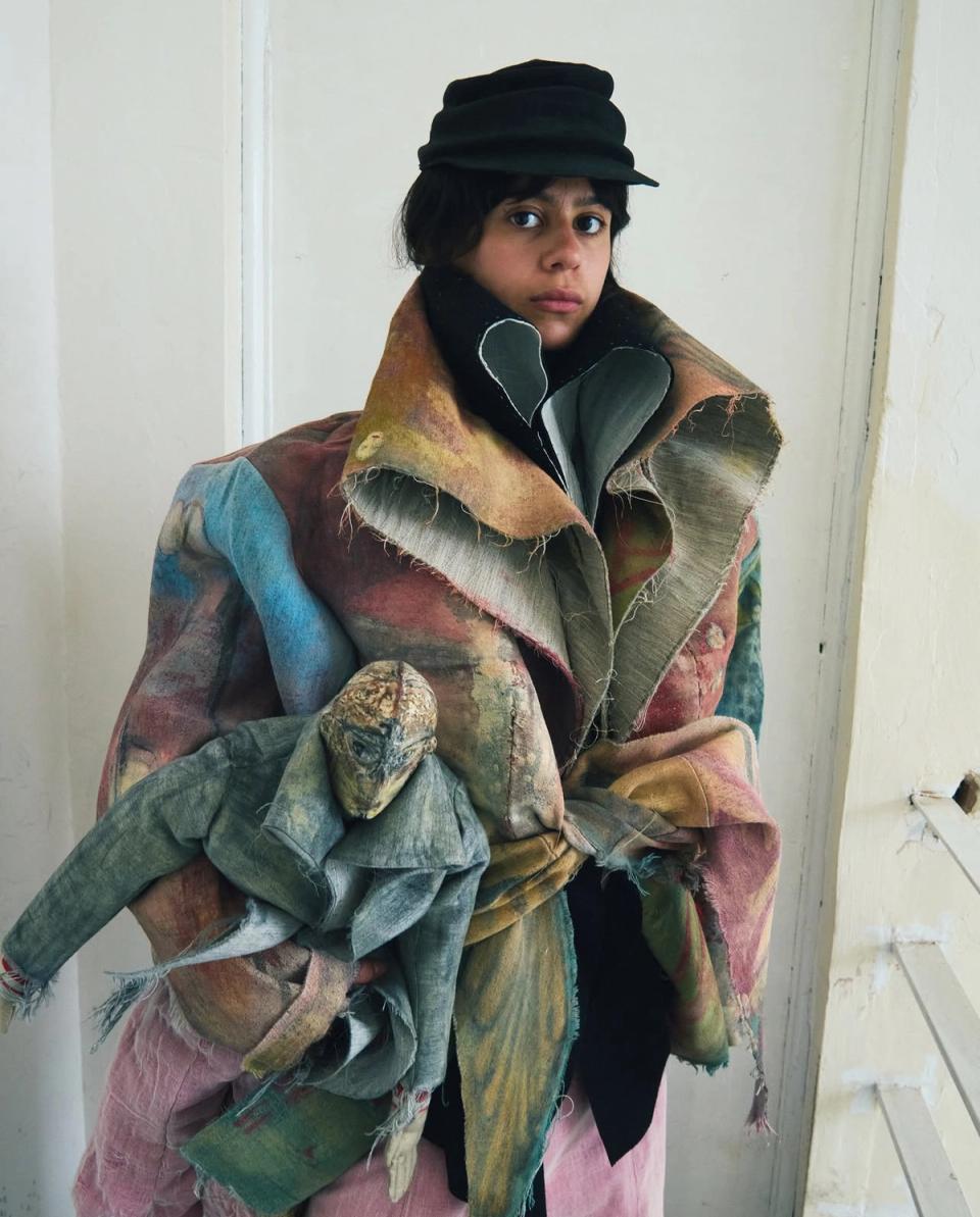 Hand painted double collar jacket