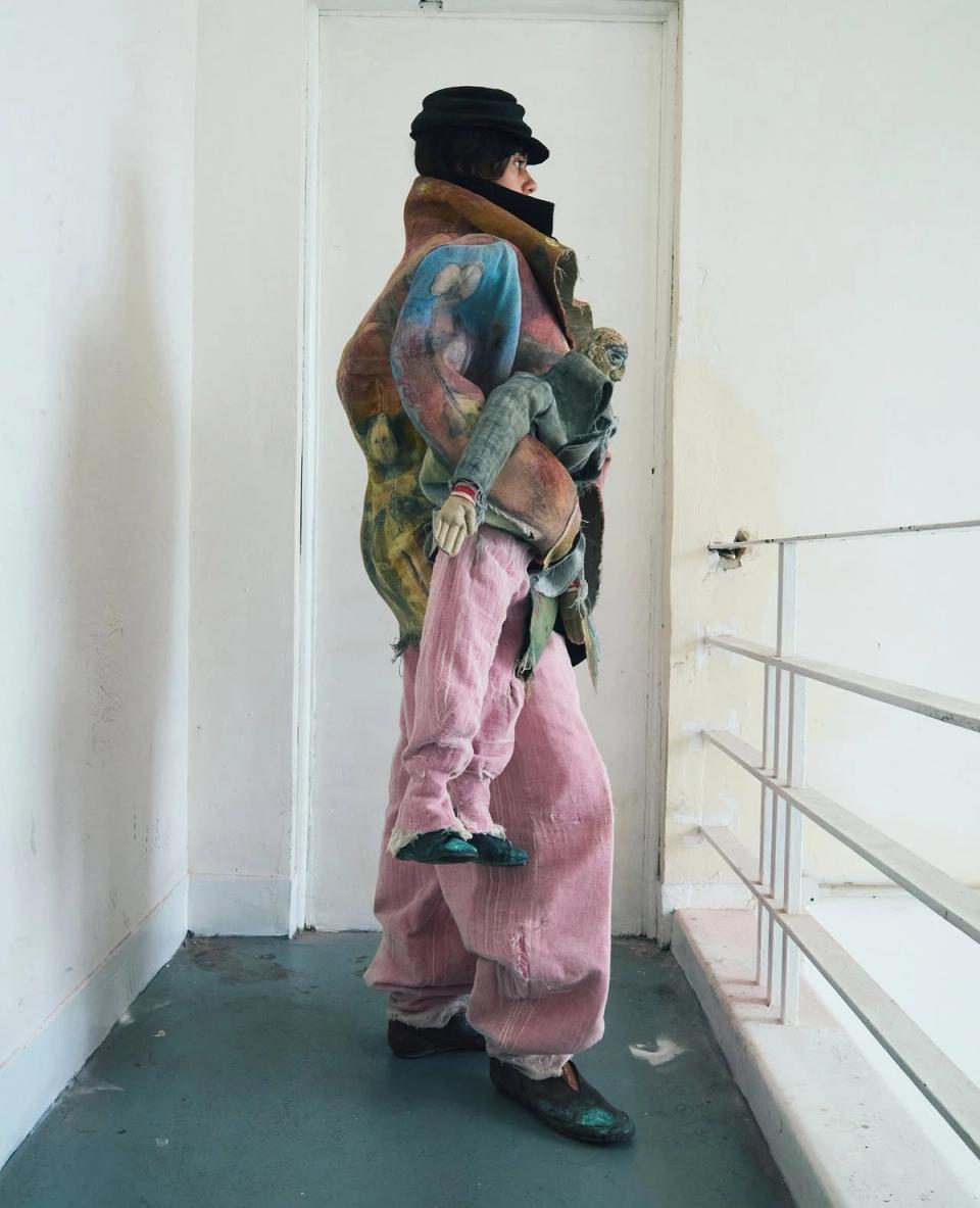Hand painted double collar jacket 