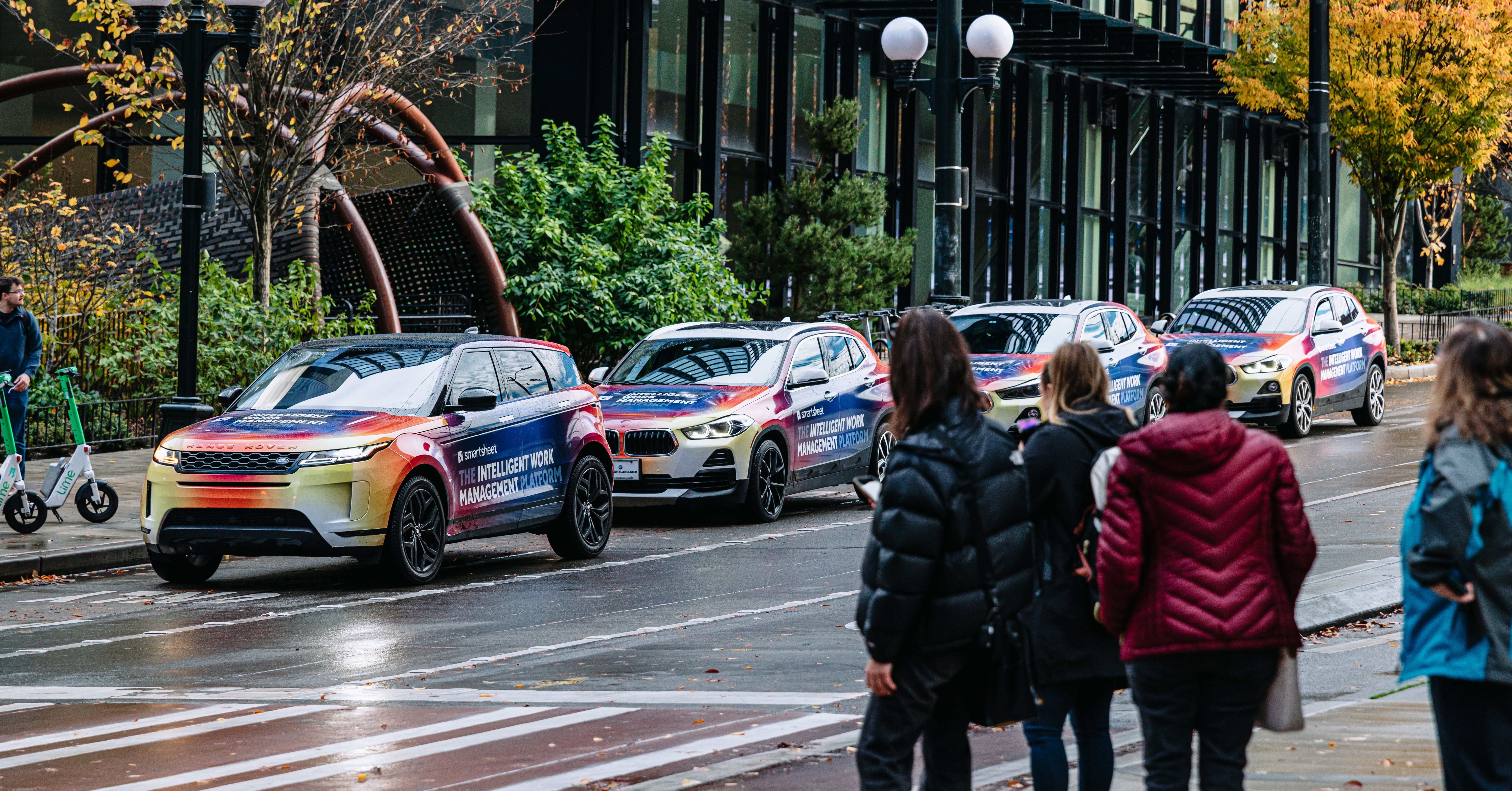 Smartsheet wrapped car OOH campaign in Seattle via GOOD TRAFFIC