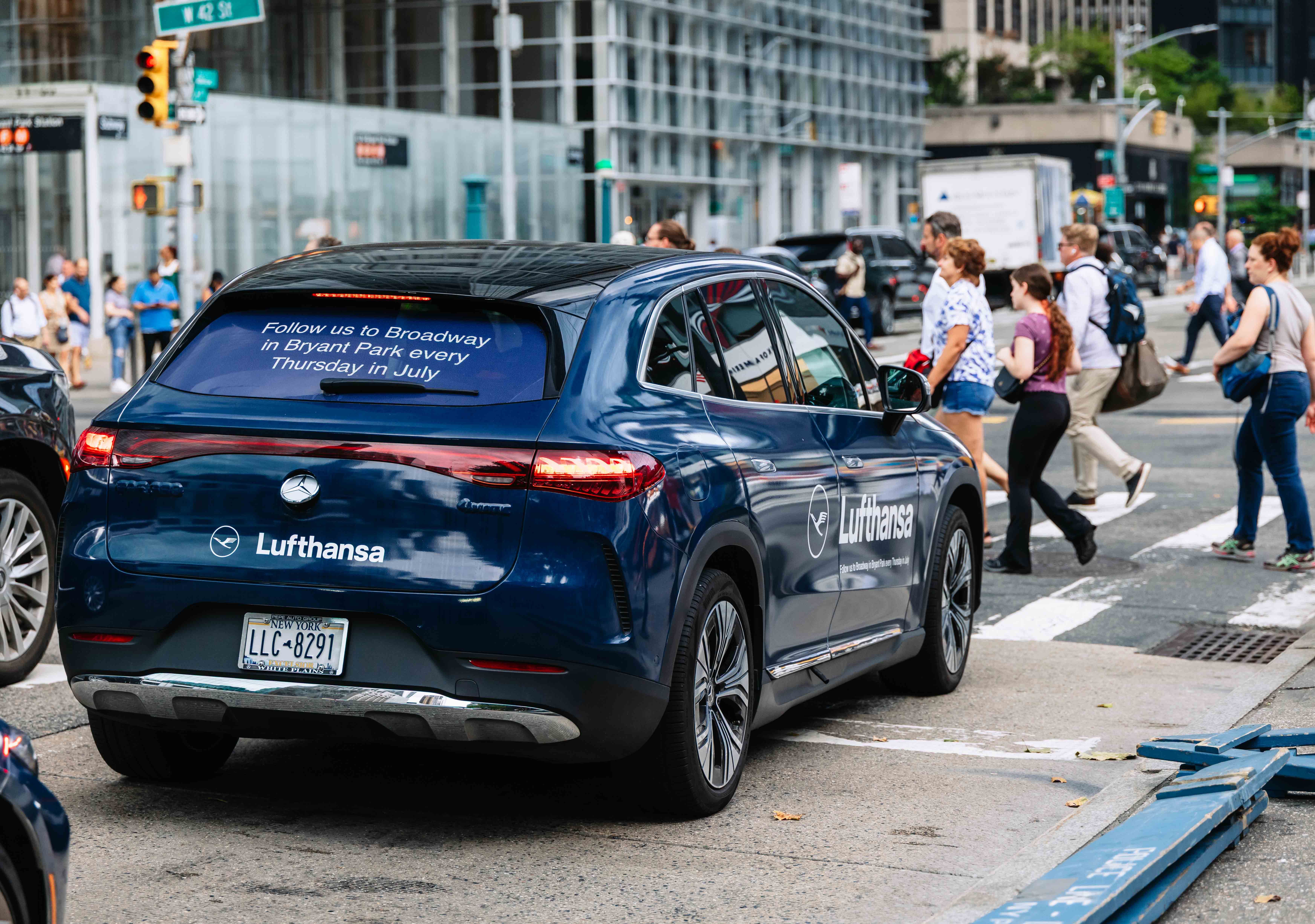 Lufthansa rideshare advertising campaign in NYC via Good Traffic