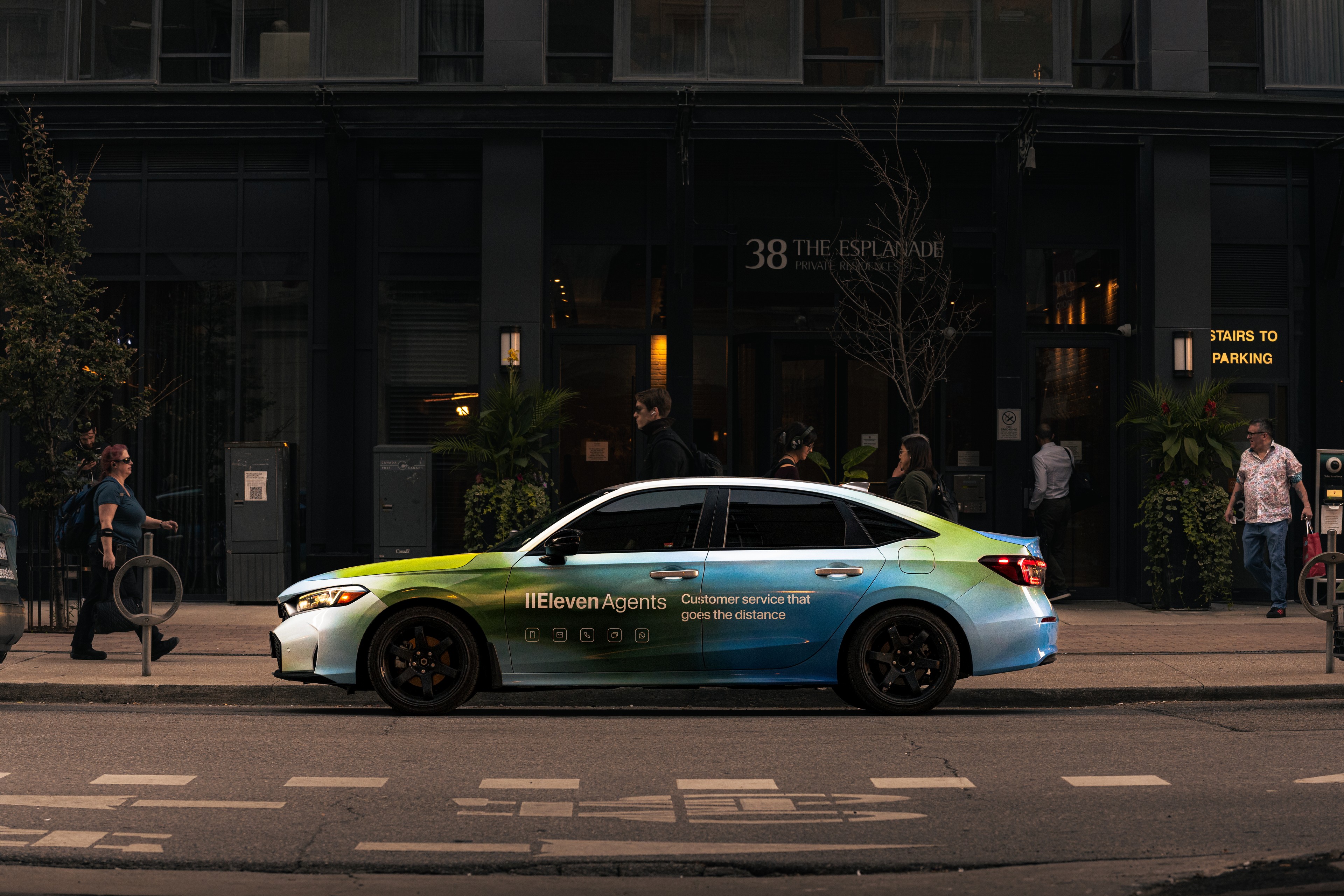Wrapped car fleet on behalf of Eleven Labs on the streets of Toronta, Canada