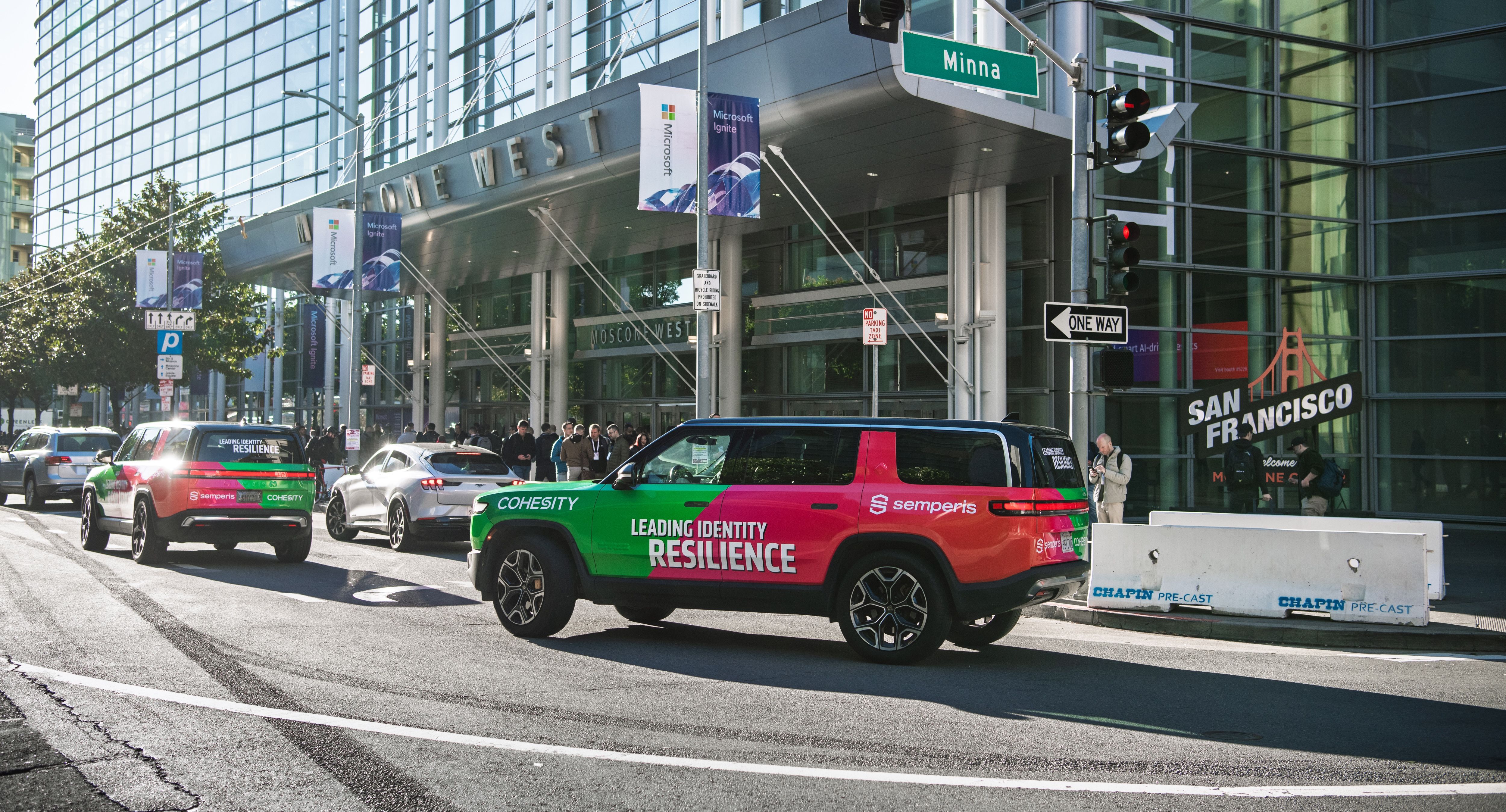 Cohesity wrapped car OOH campaign in San Francisco via GOOD TRAFFIC