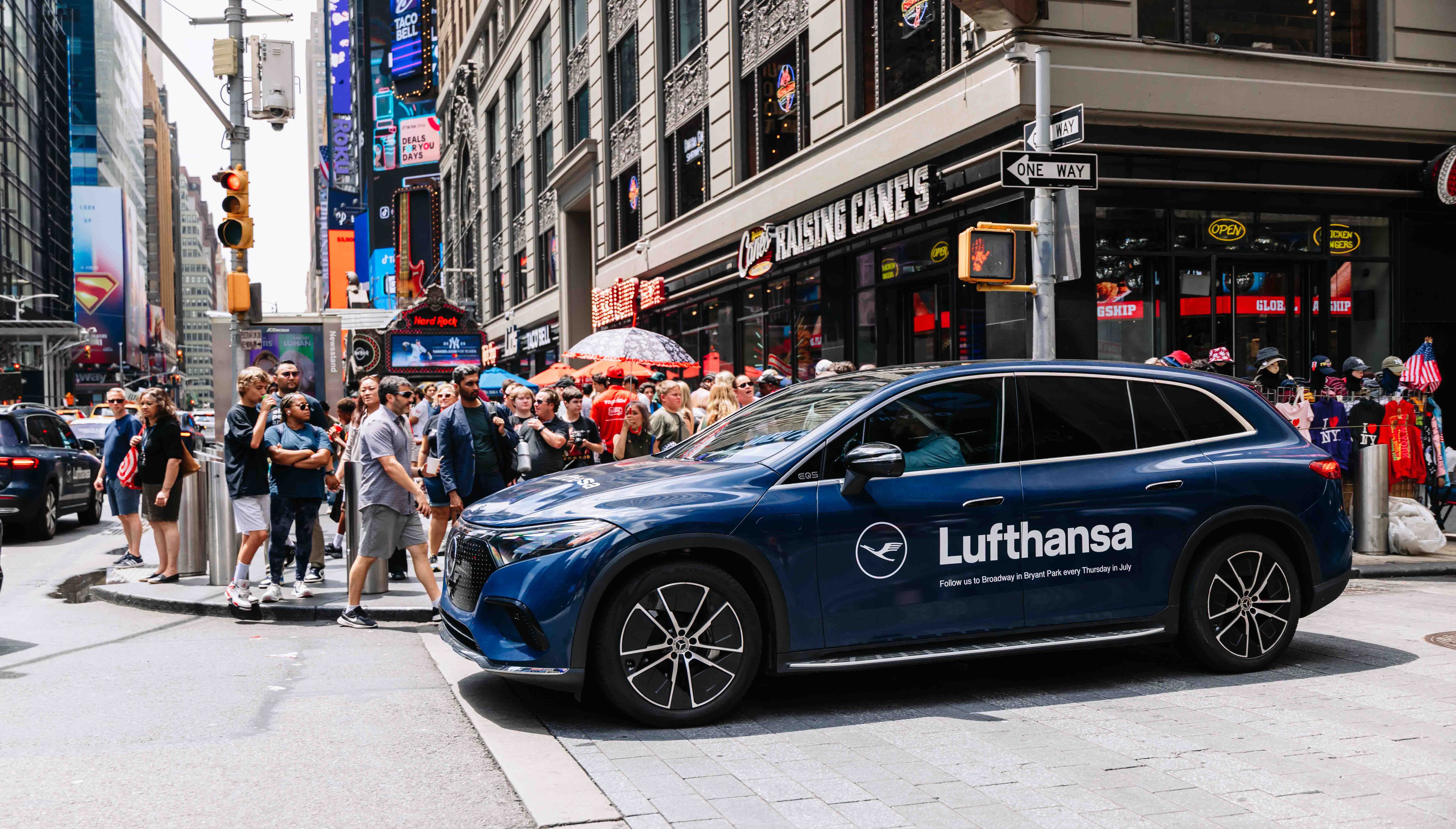 Lufthansa wrapped rideshare campaign in NYC via Good Traffic