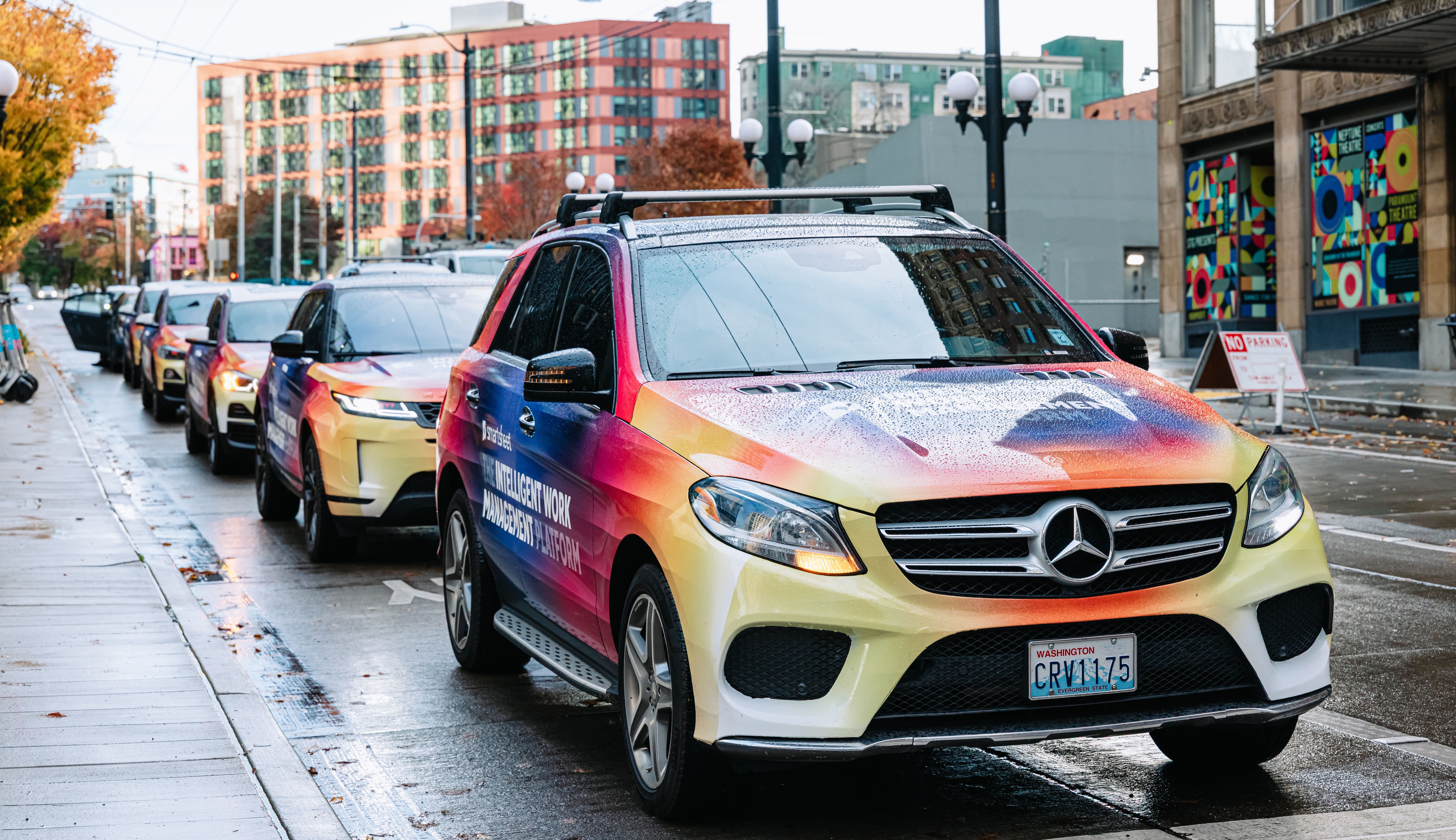 Smartsheet wrapped car OOH campaign in Seattle via GOOD TRAFFIC