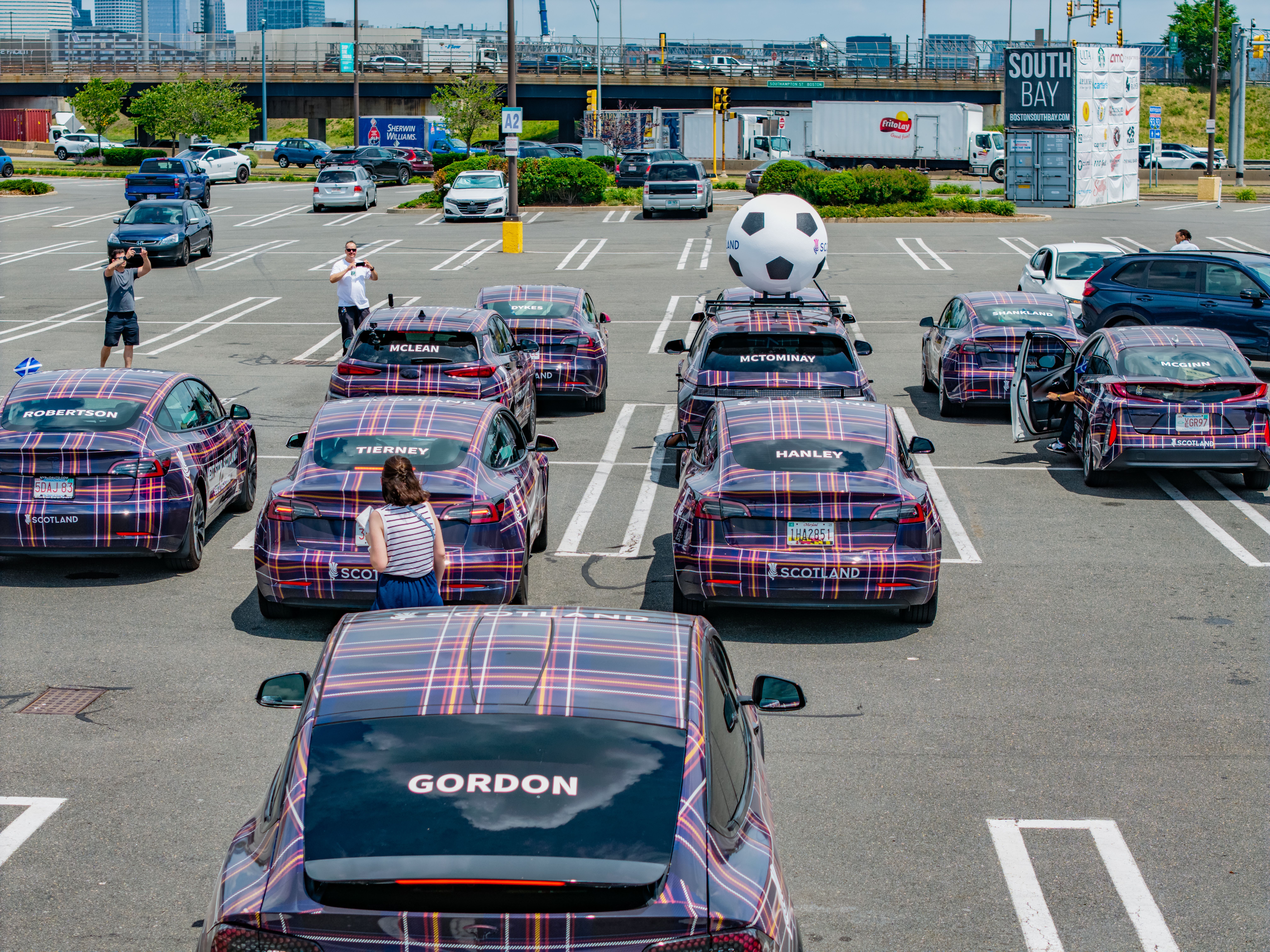 Wrapped cars in tartan for VisitScotland during 2026 FIFA World Cup in Boston
