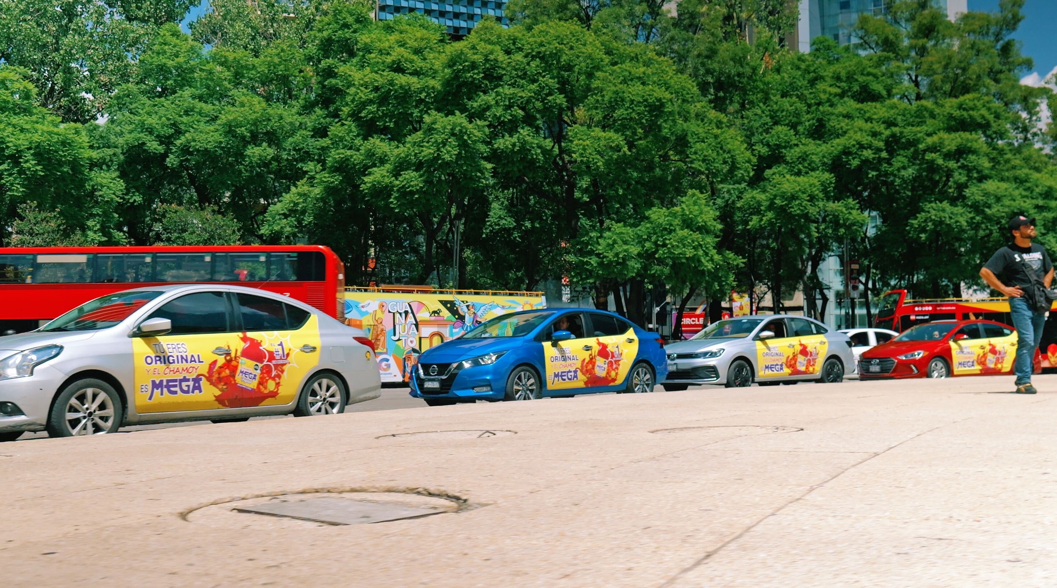 Chamoy Mega wrapped car campaign