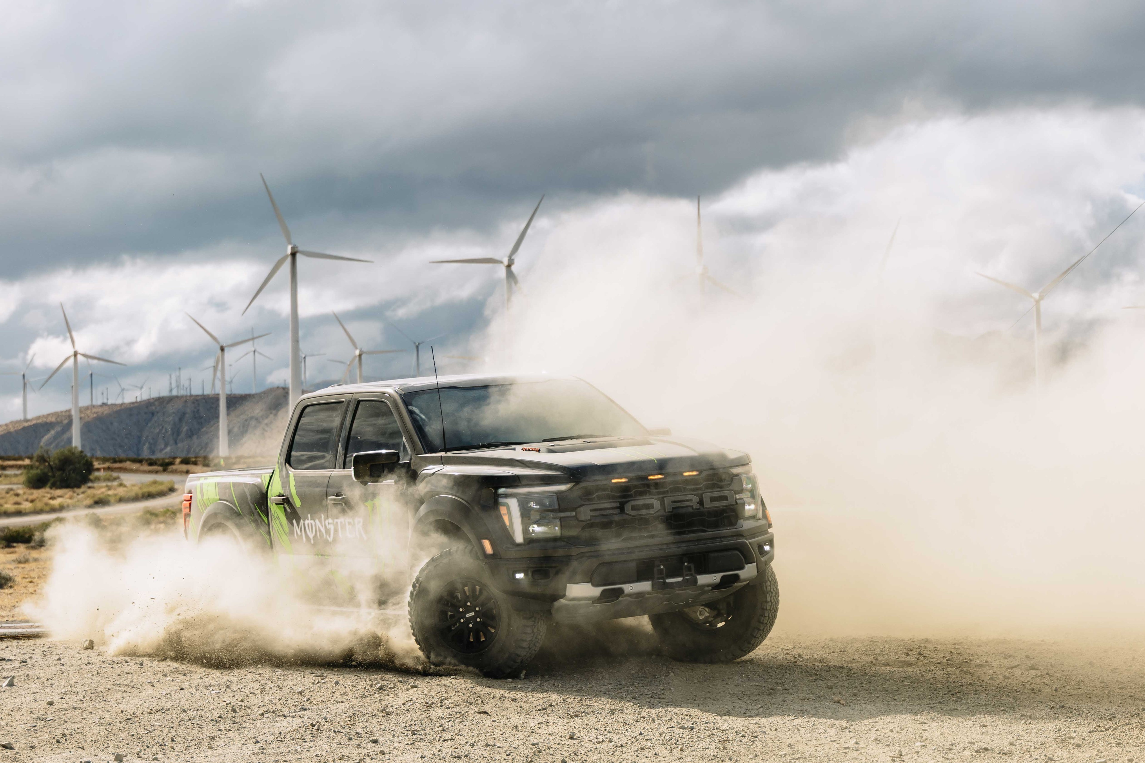 Monster Energy wrapped rideshare trucks