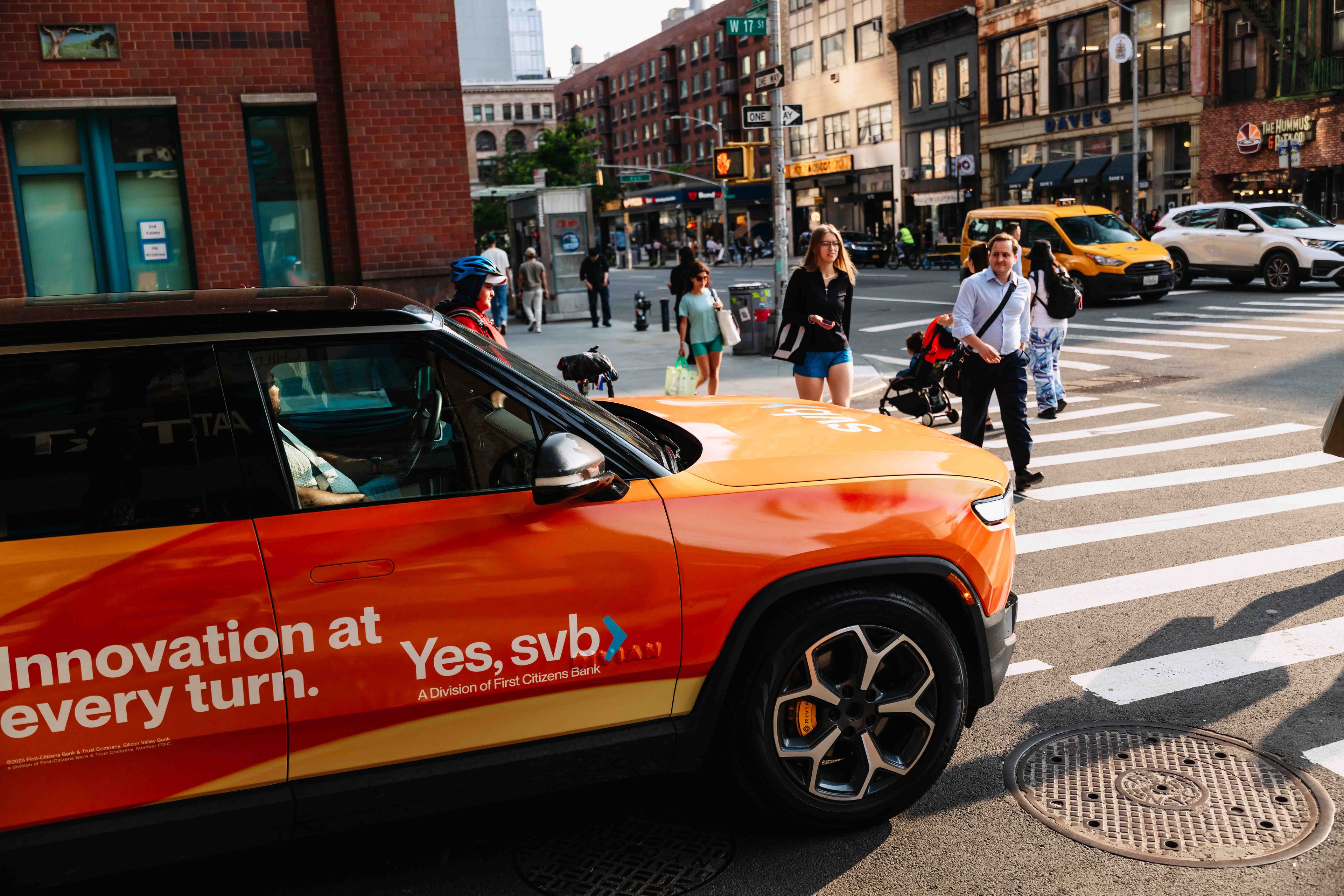SVB wrapped rideshare campaign in NYC