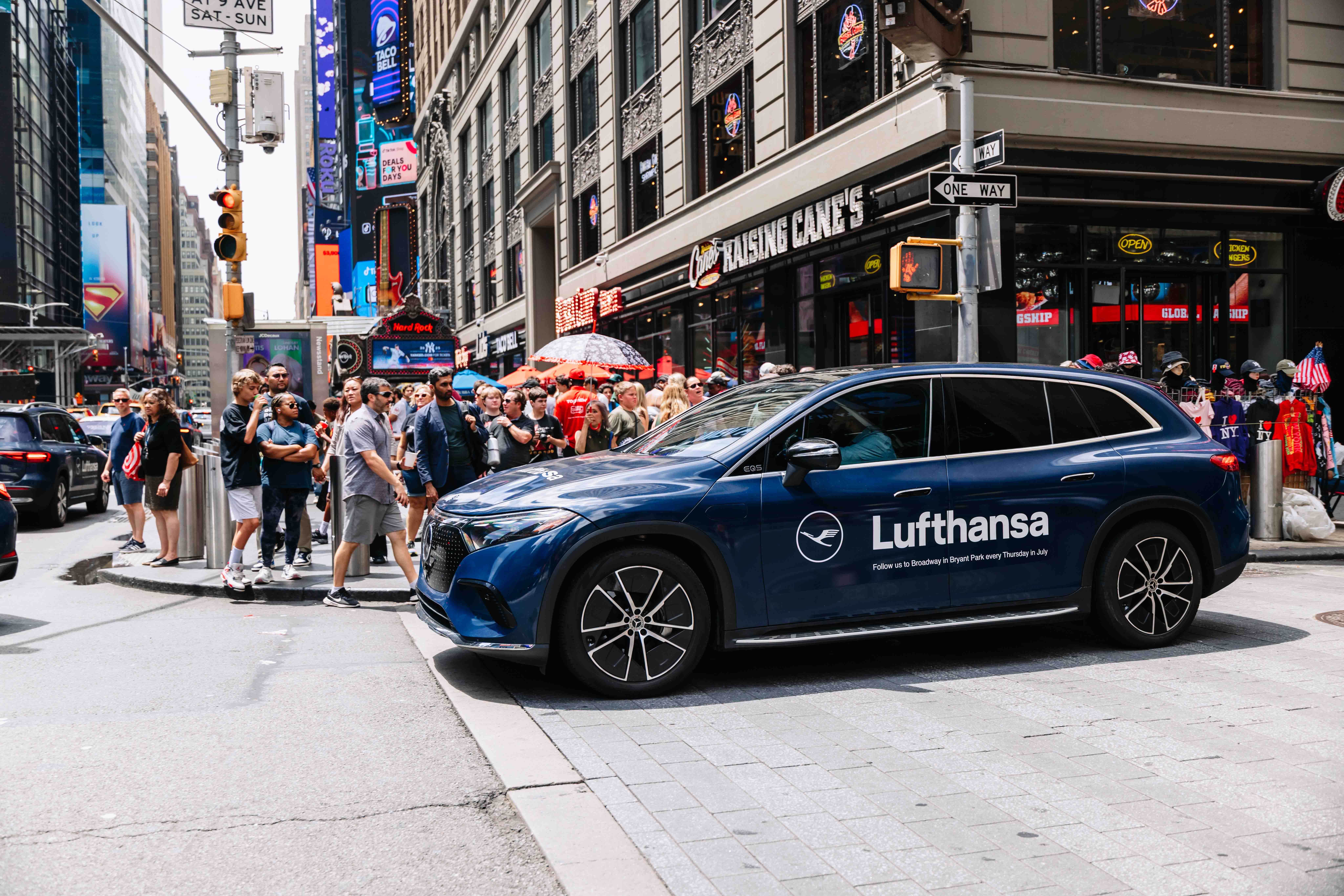 Lufthansa rideshare advertising campaign in NYC via Good Traffic