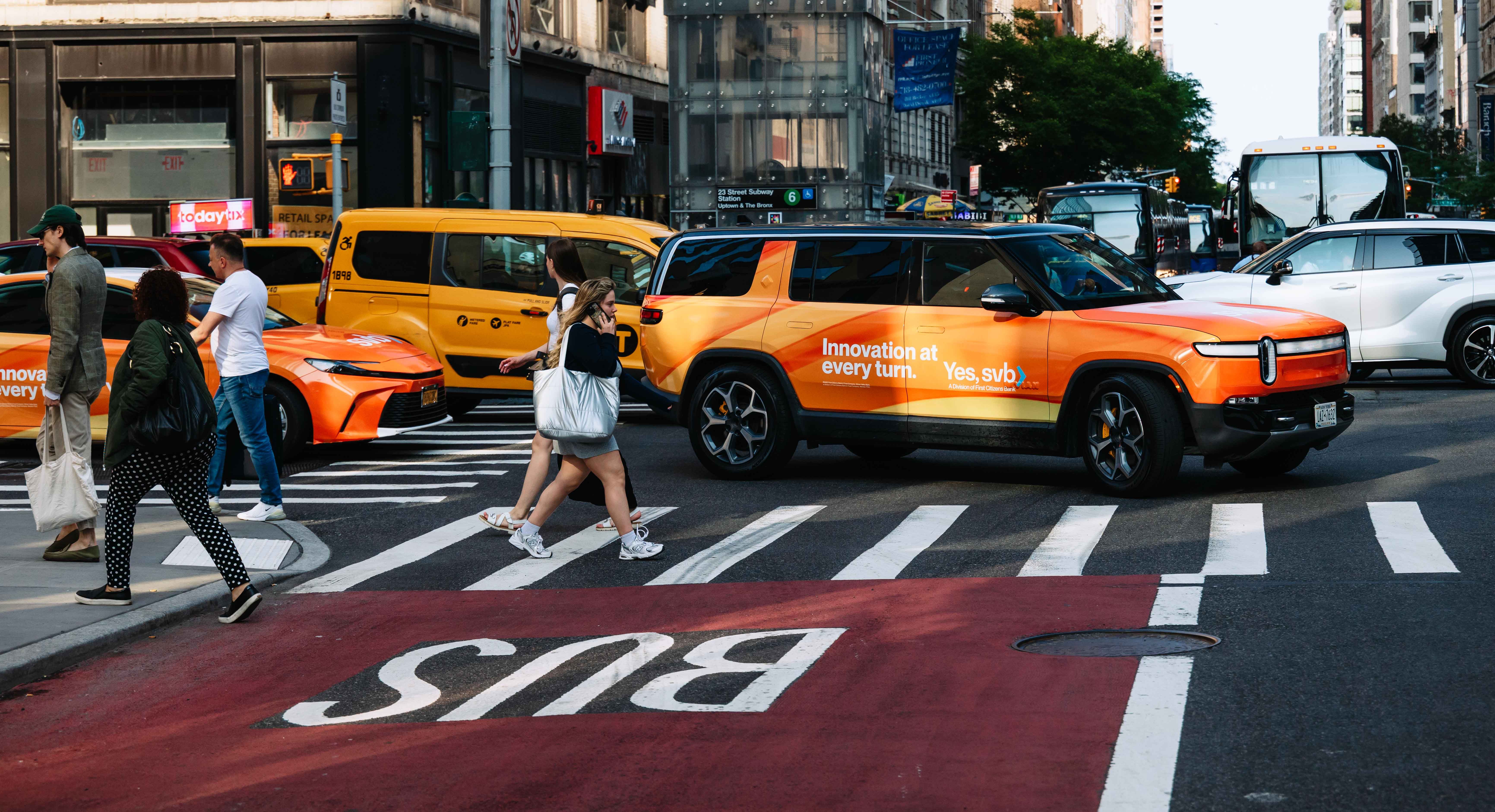 SVB wrapped rideshare campaign in NYC