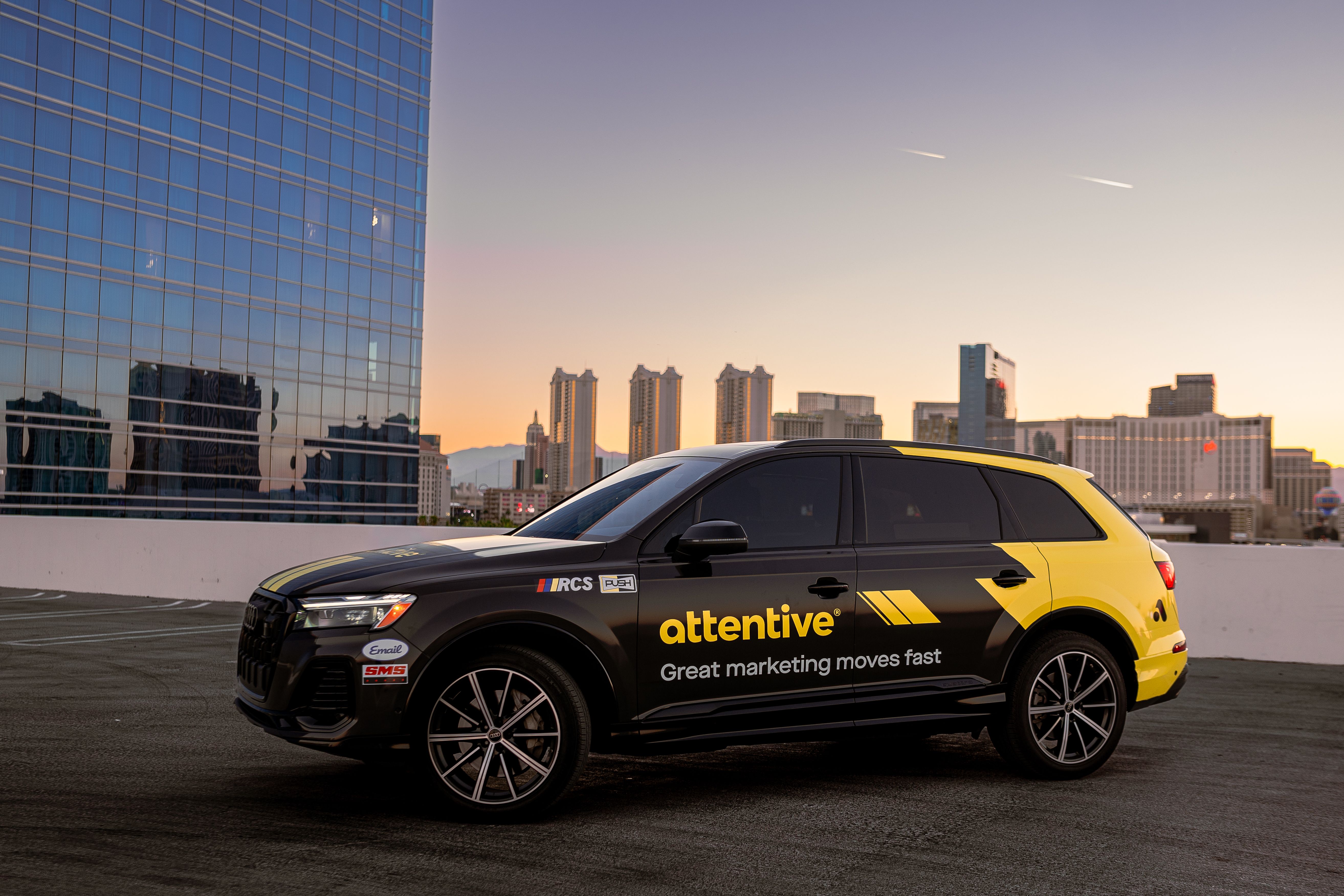 Attentive wrapped car OOH campaign in Las Vegas via GOOD TRAFFIC