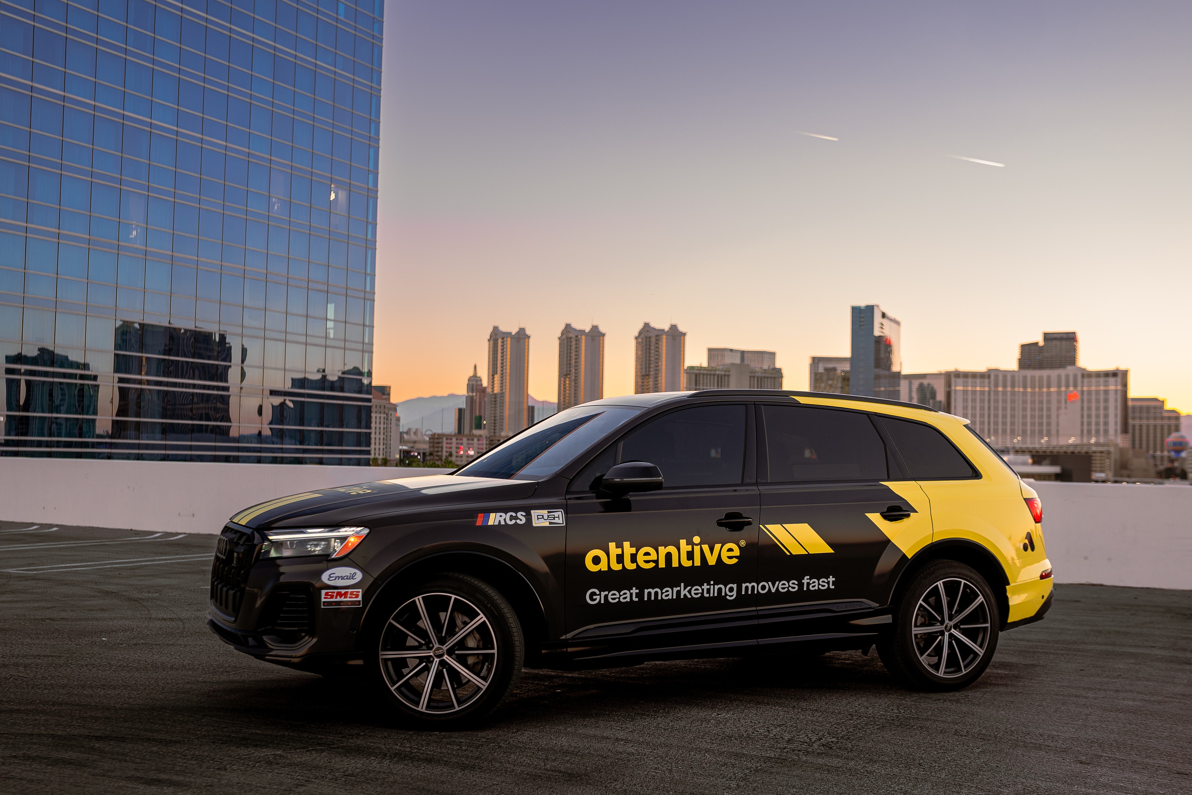 Attentive wrapped car OOH campaign in Las Vegas via GOOD TRAFFIC