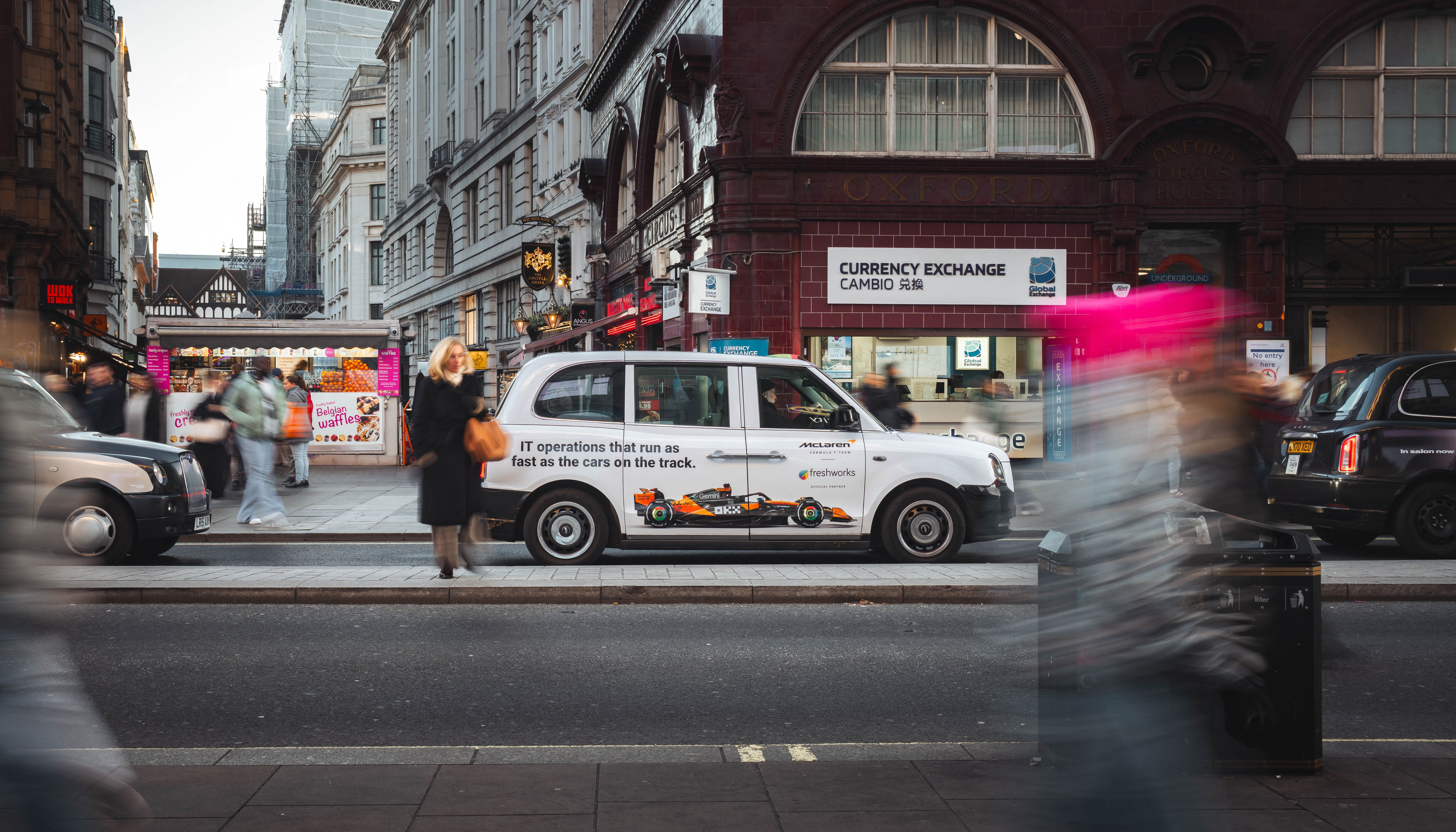 Freshworks wrapped car OOH campaign in London UK via GOOD TRAFFIC