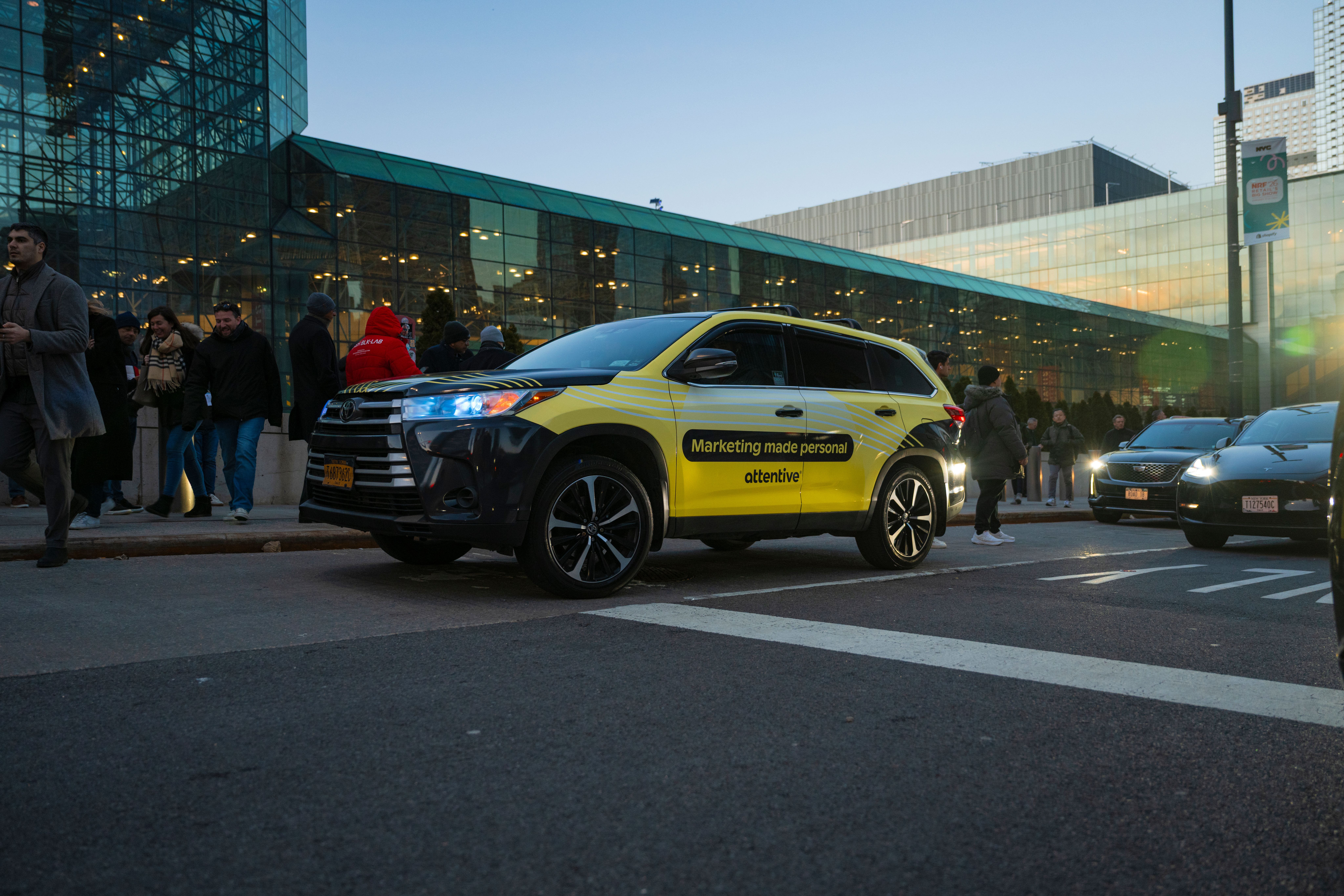 Attentive wrapped car OOH campaign 