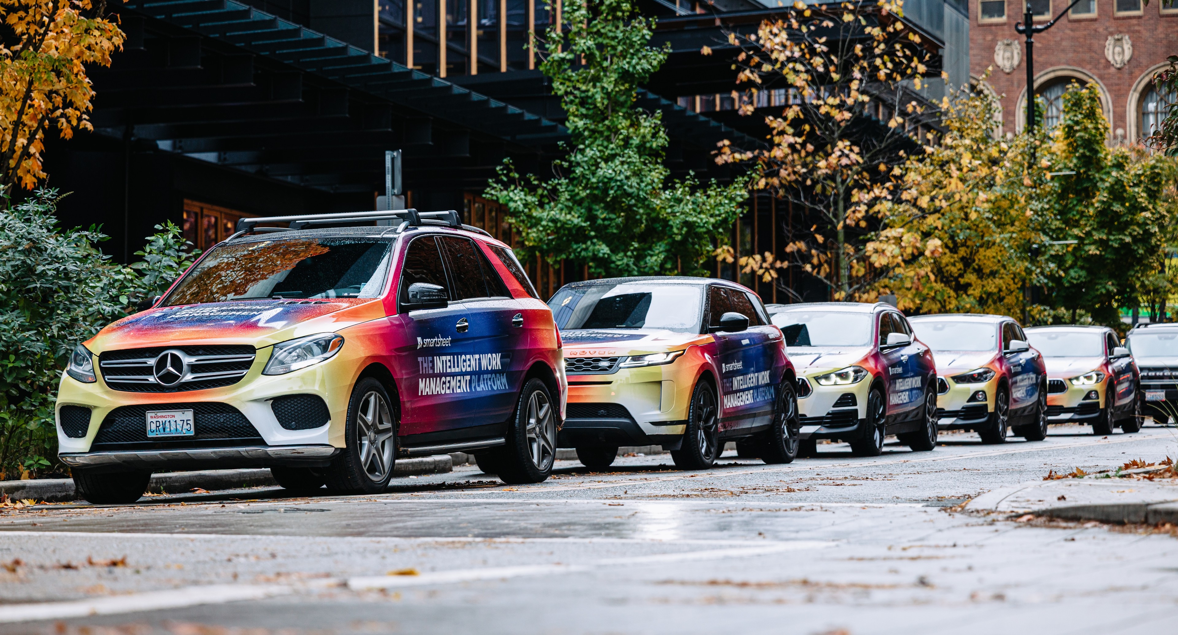 Smartsheet wrapped car OOH campaign in Seattle via GOOD TRAFFIC