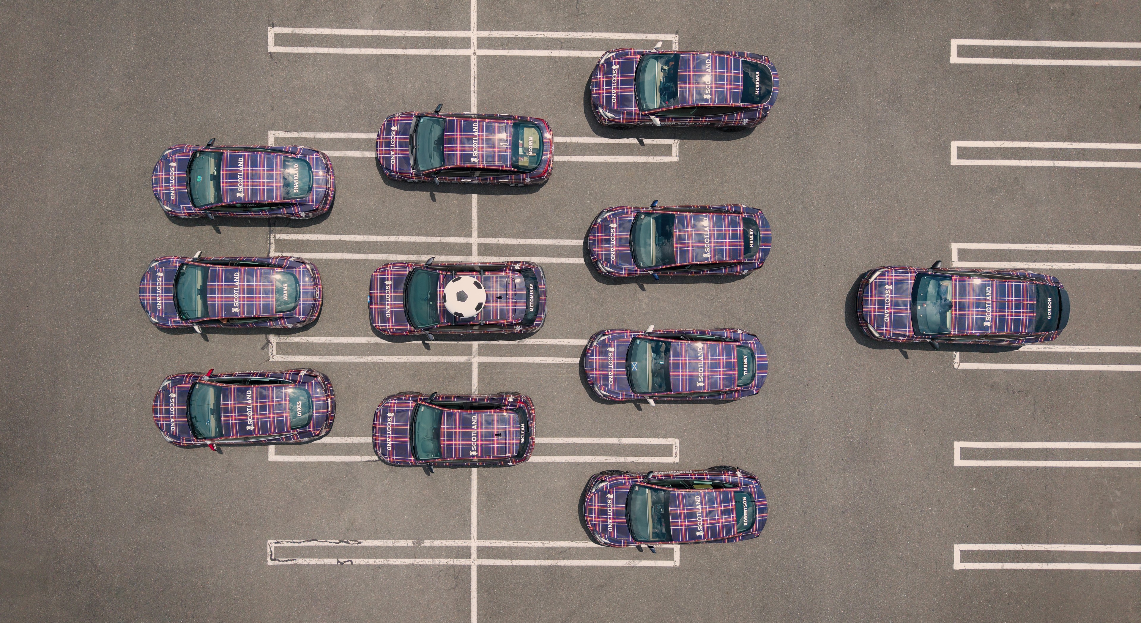 Wrapped cars in tartan for VisitScotland during 2026 FIFA World Cup in Boston
