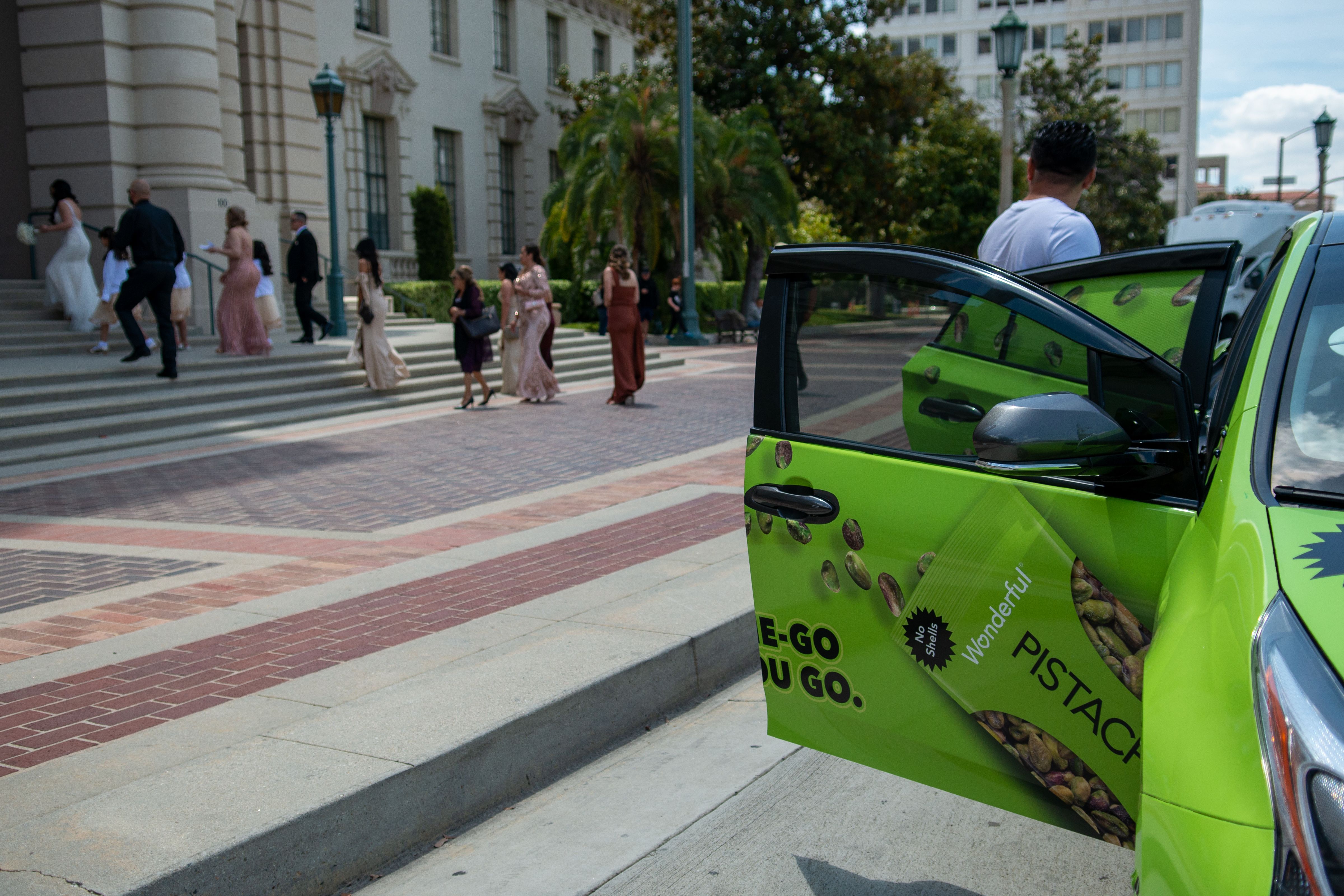Wonderful Pistachio wrapped rideshare cars 