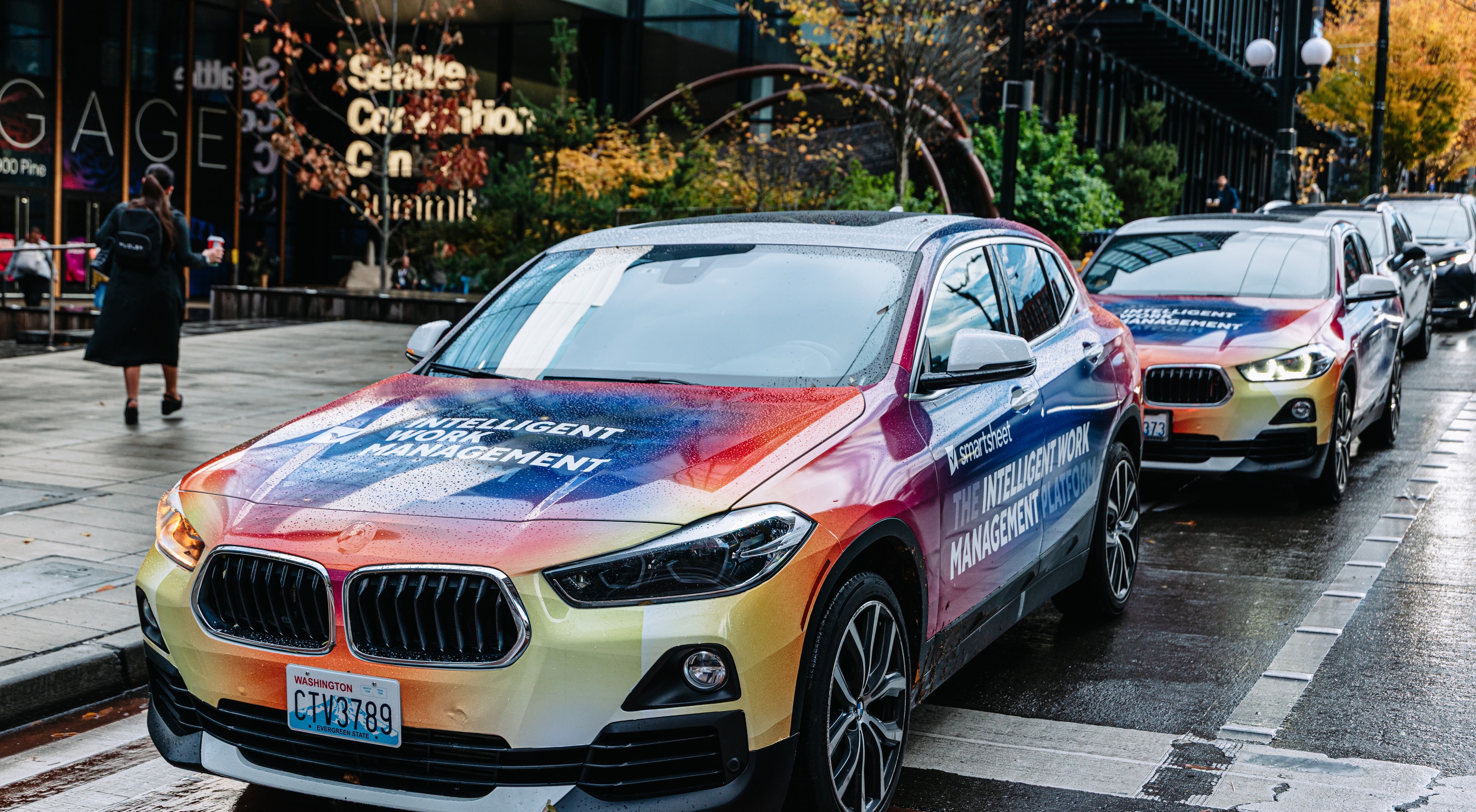 Smartsheet wrapped car OOH campaign in Seattle via GOOD TRAFFIC
