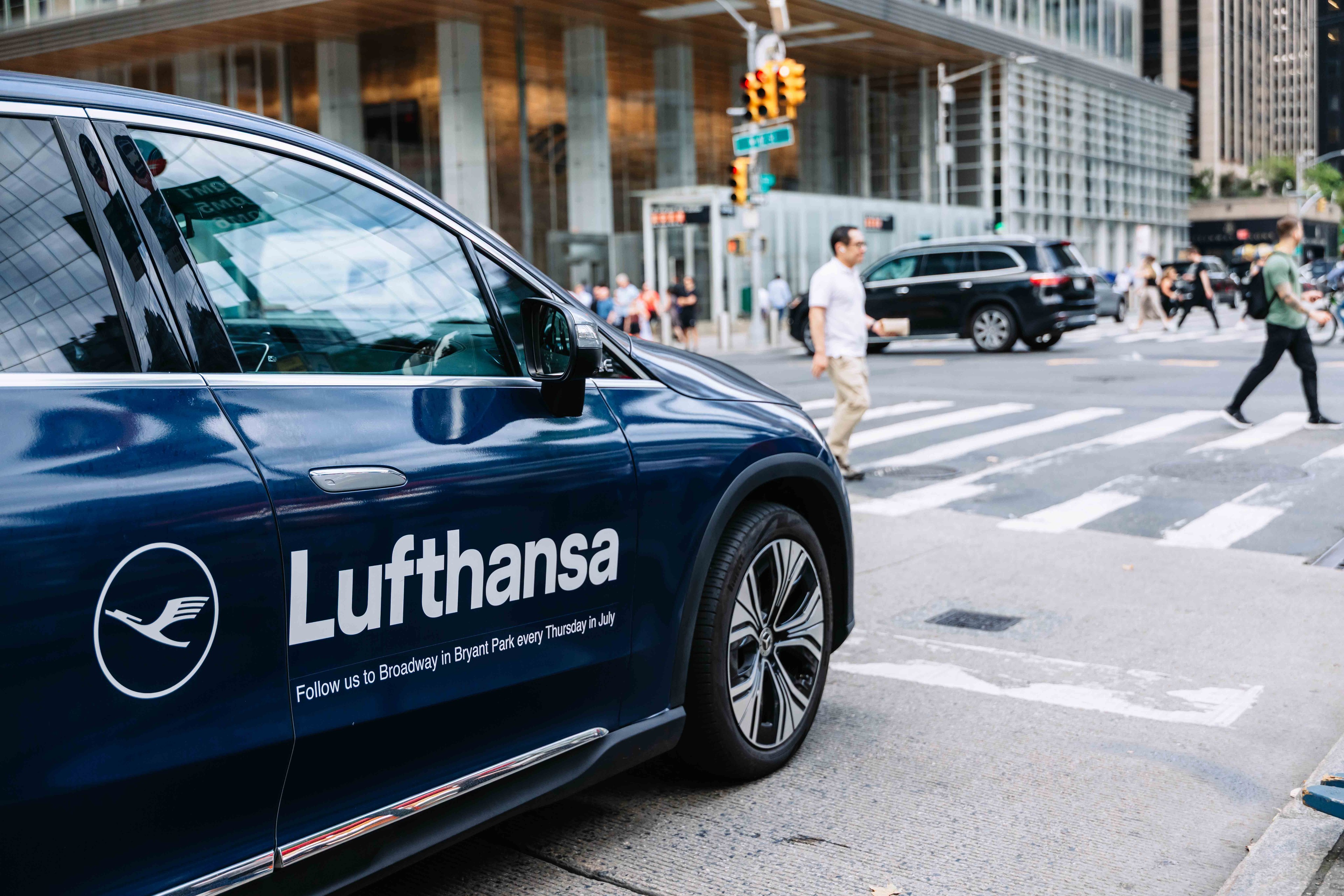 Lufthansa rideshare advertising campaign in NYC via Good Traffic