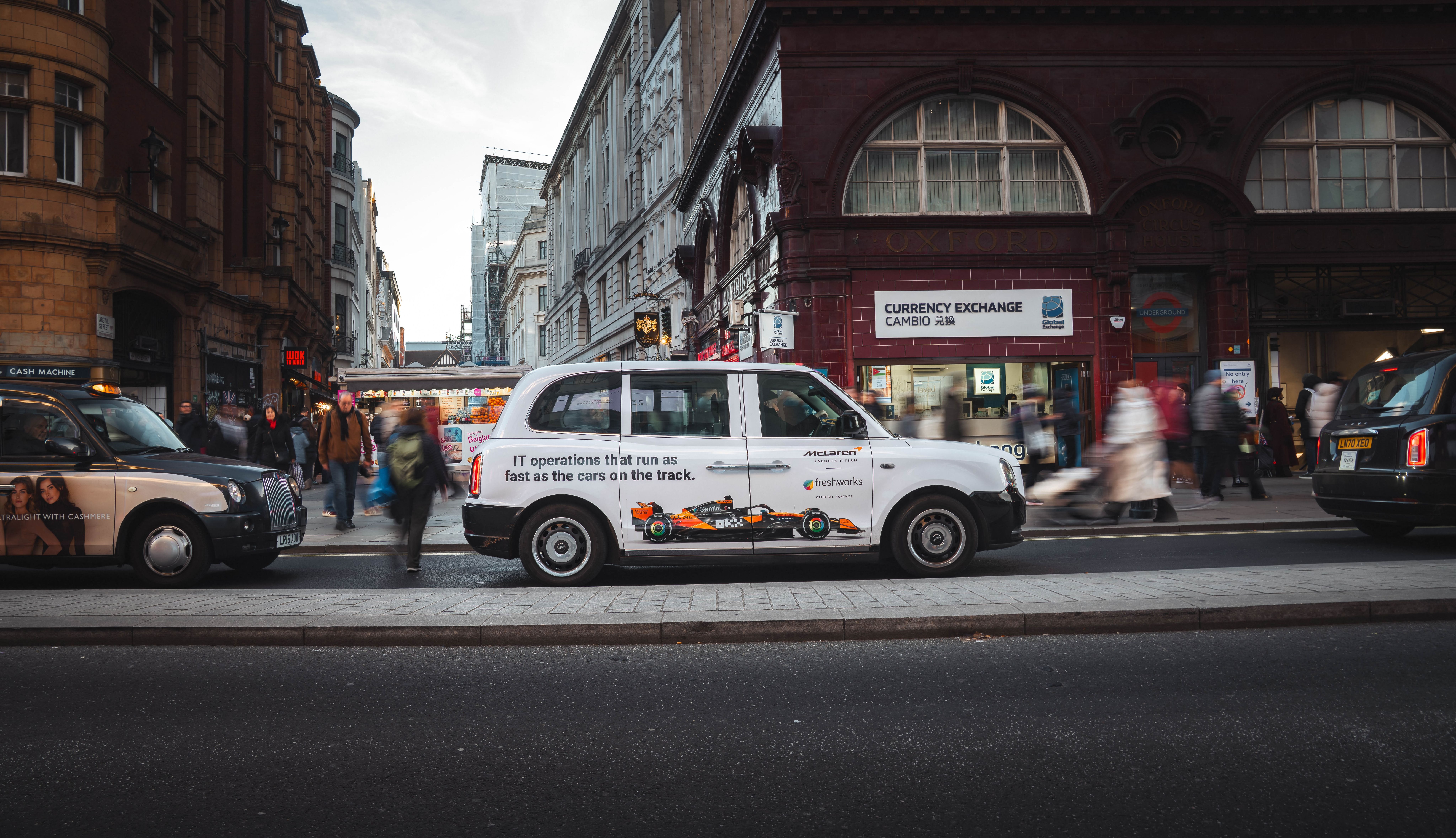 Freshworks wrapped car OOH campaign in London UK via GOOD TRAFFIC