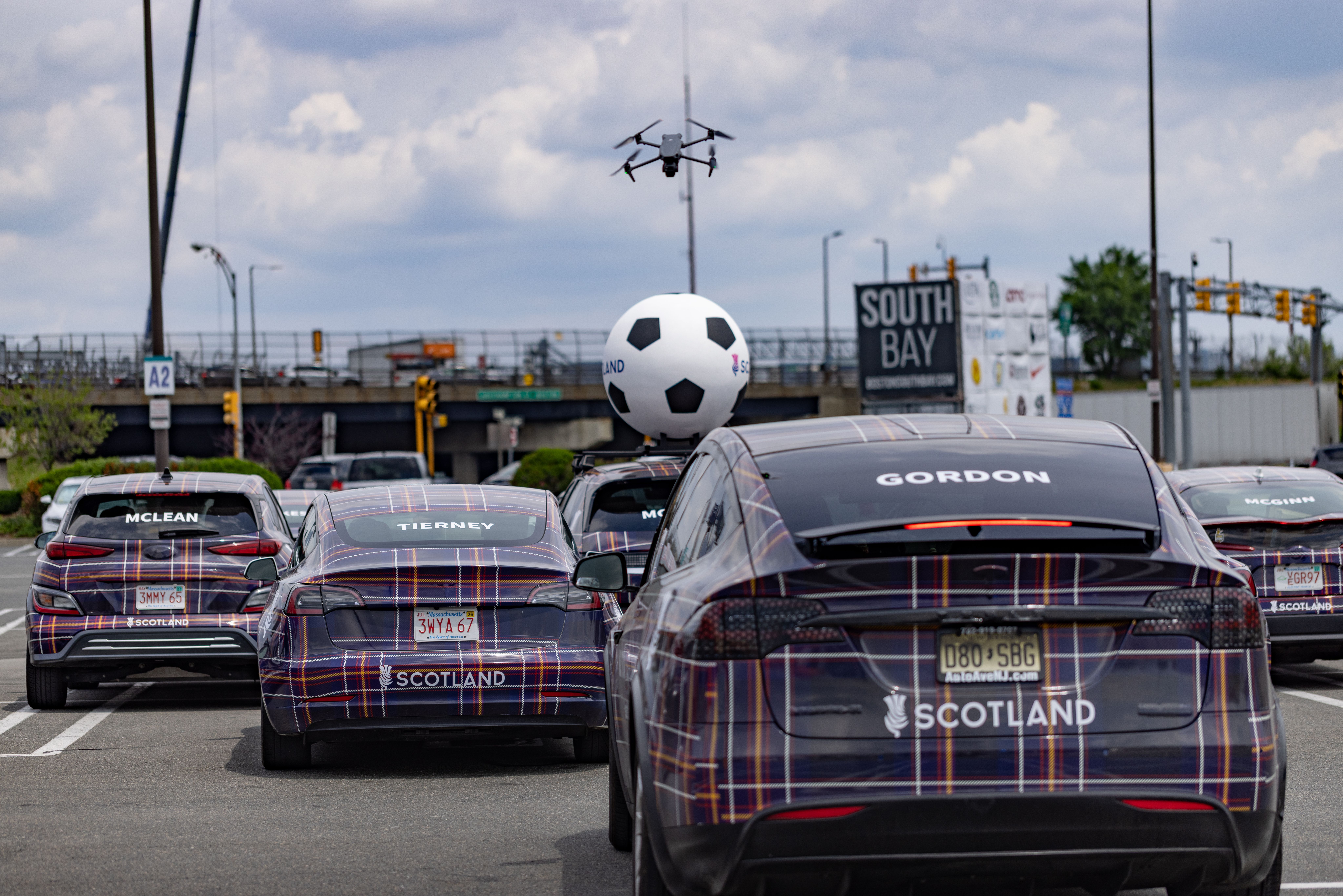 Wrapped cars in tartan for VisitScotland during 2026 FIFA World Cup in Boston