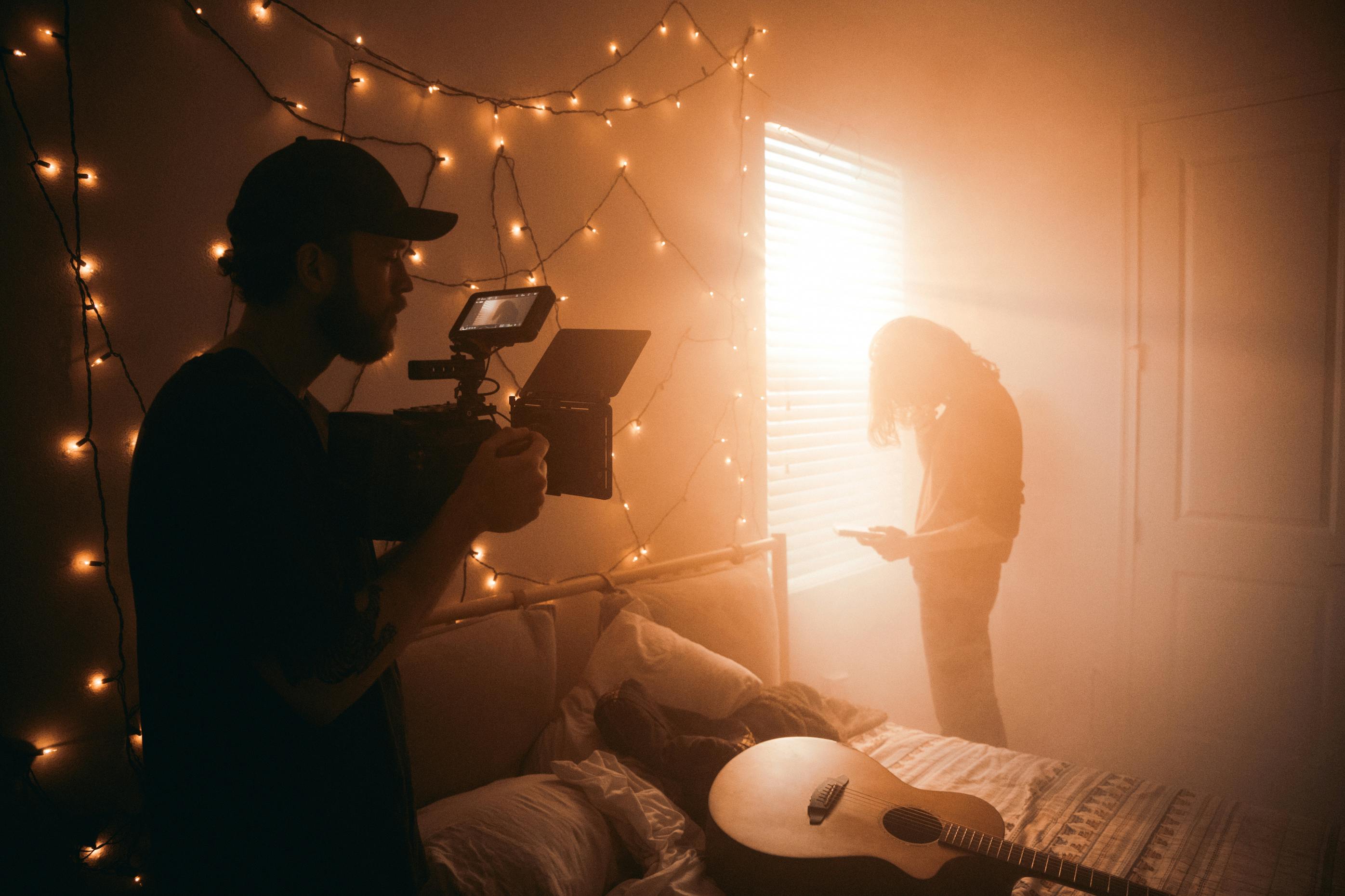Filmmaker in moody environment