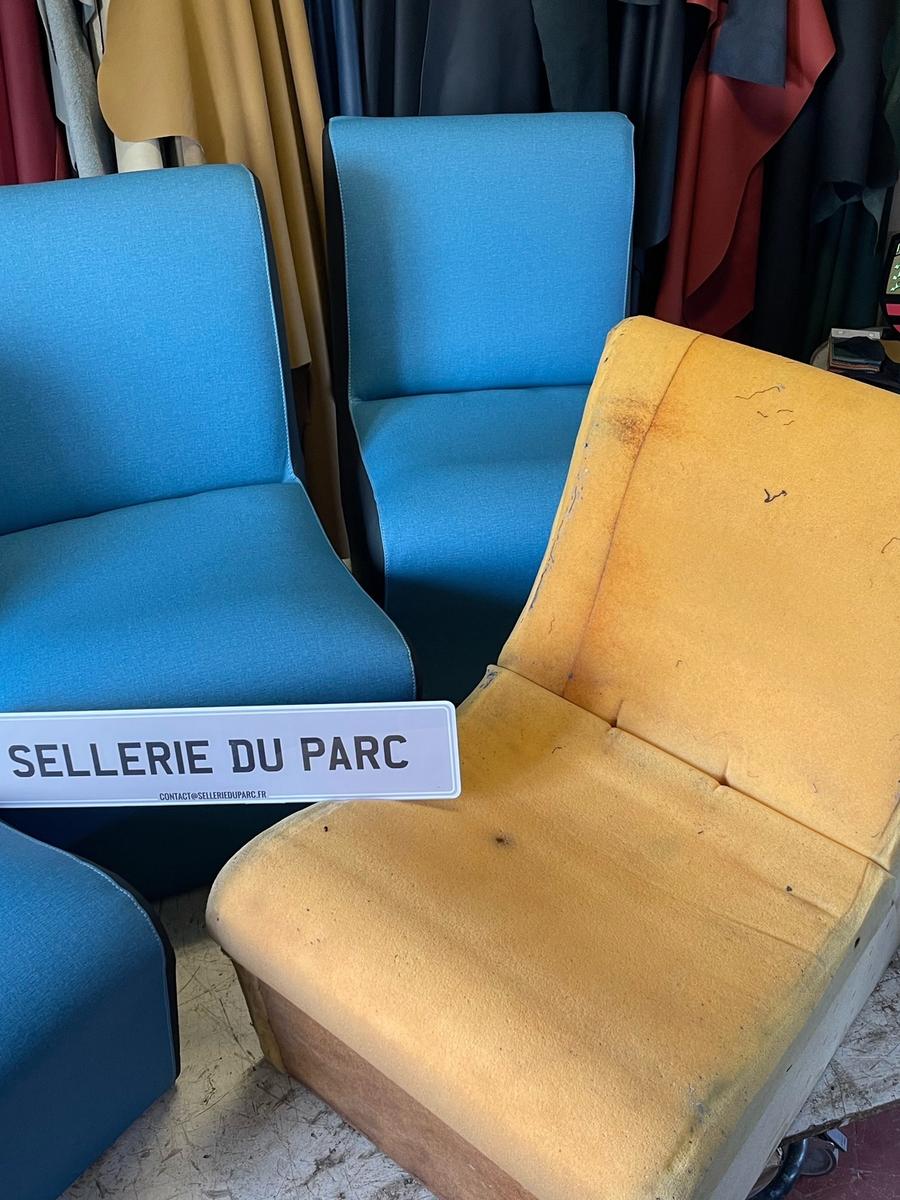 Series of professional seats made in an upholstery workshop