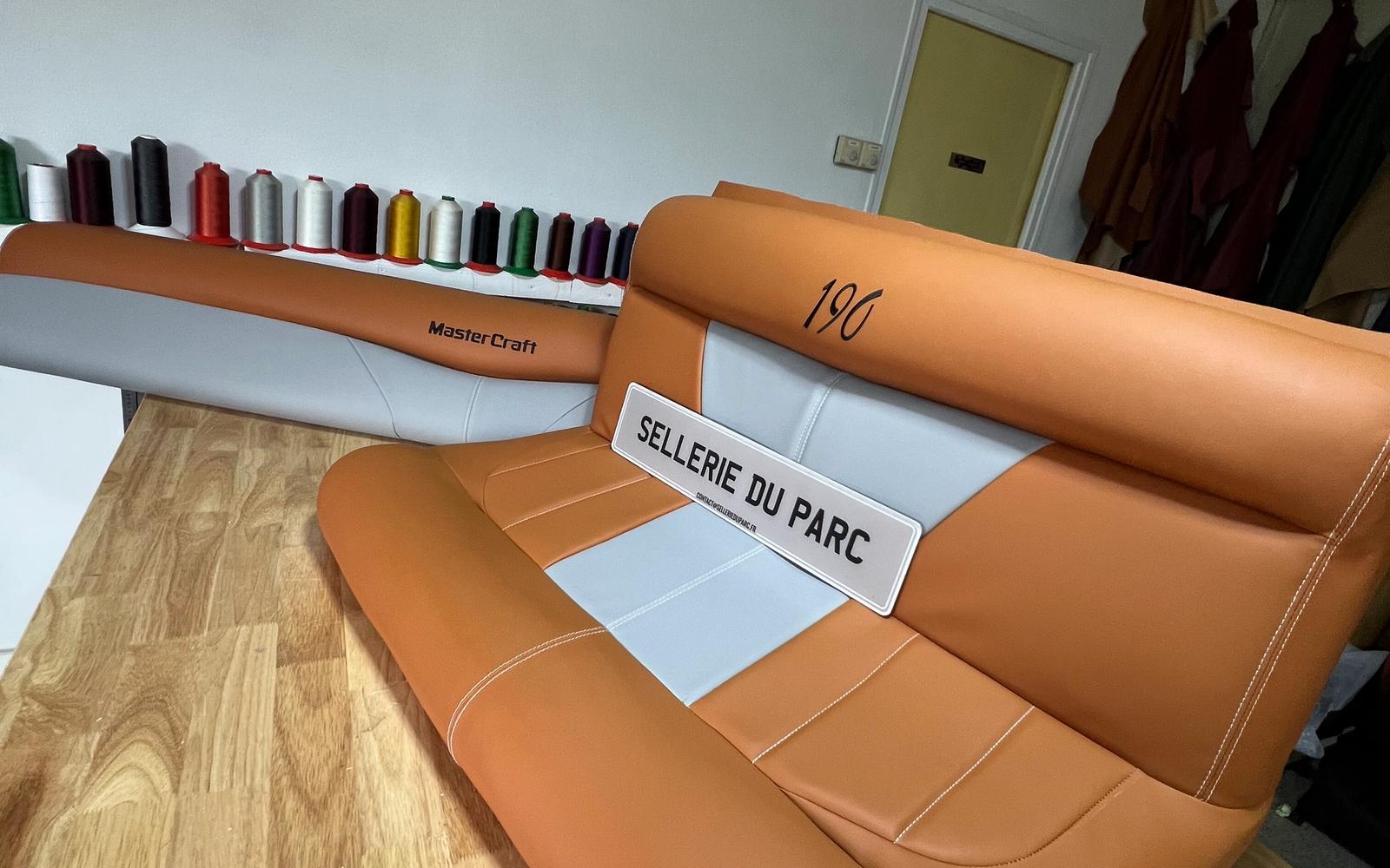 Boat bench restored by a marine upholstery workshop