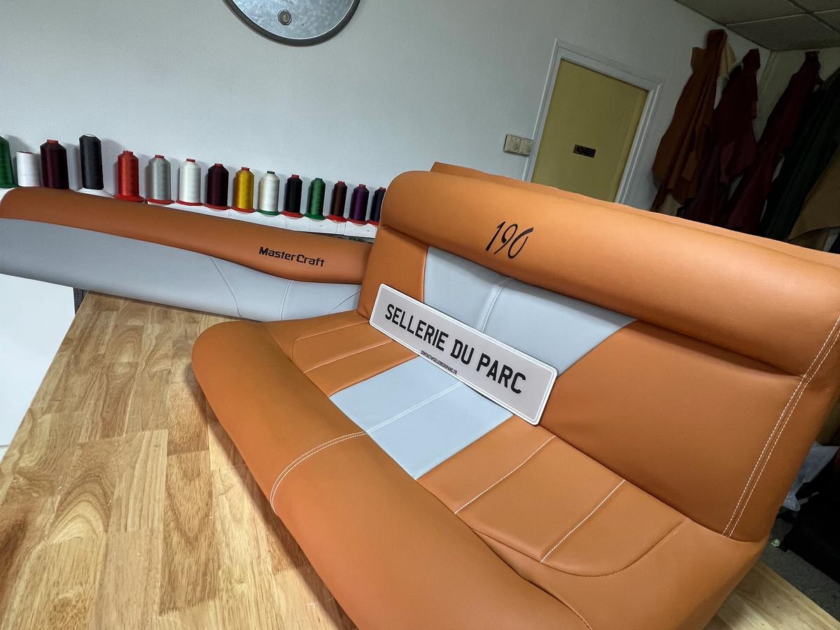 Bespoke marine bench made by Sellerie du Parc