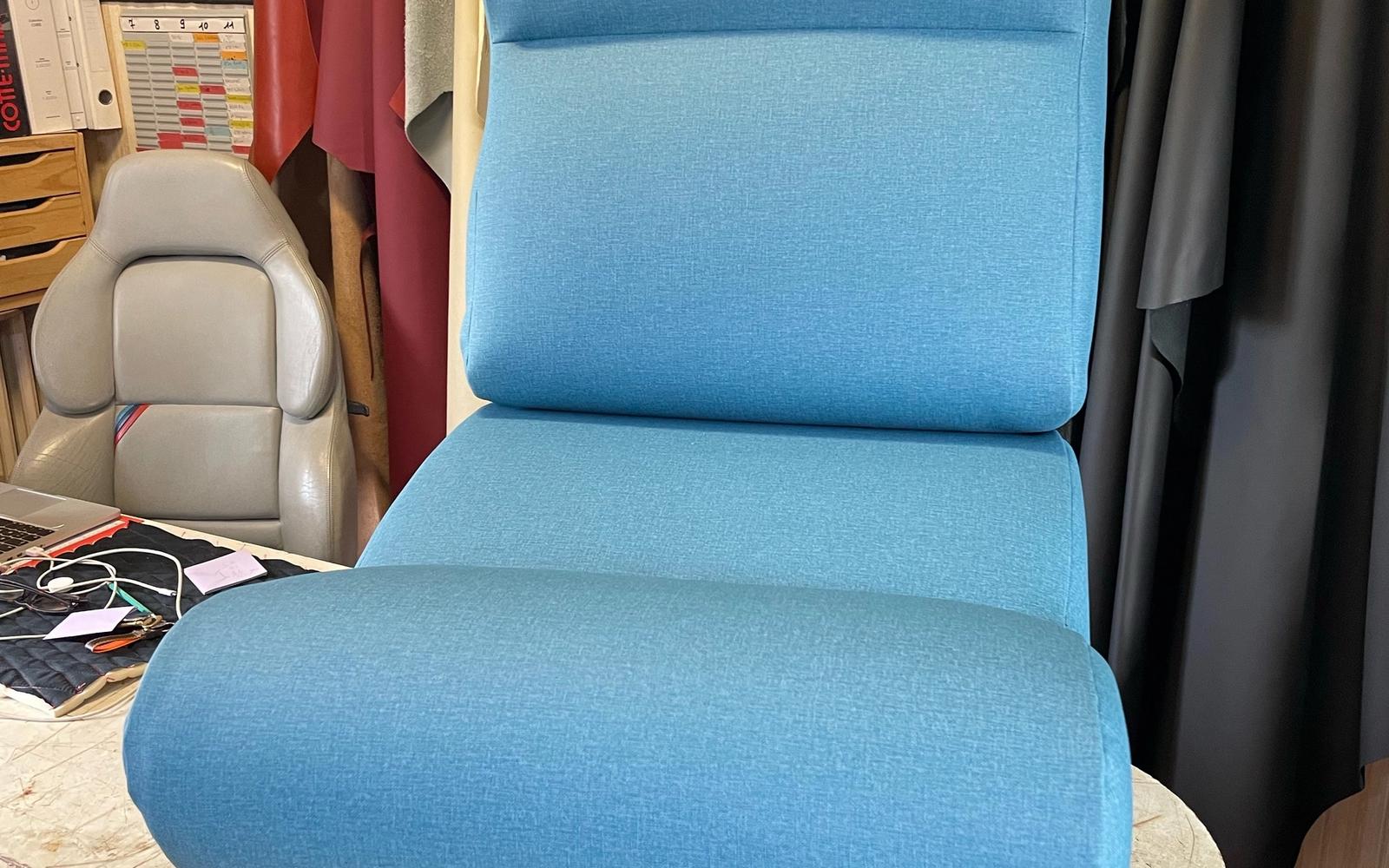 Professional seat prepared for an upholstery project
