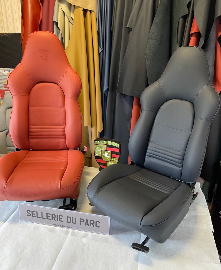 Custom automotive upholstery made by Sellerie du Parc