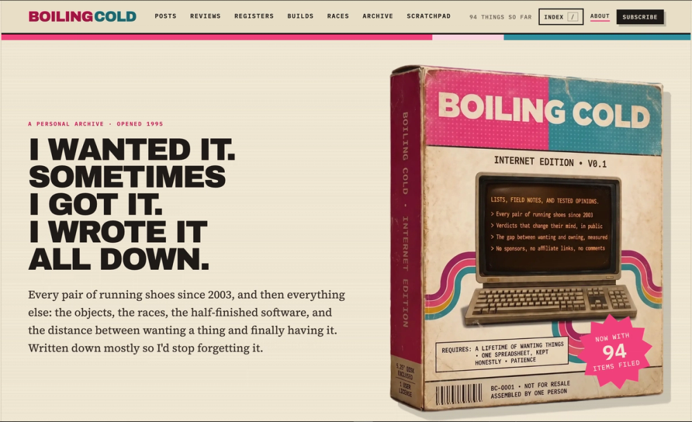 Screenshot of Boiling Cold Landing Page