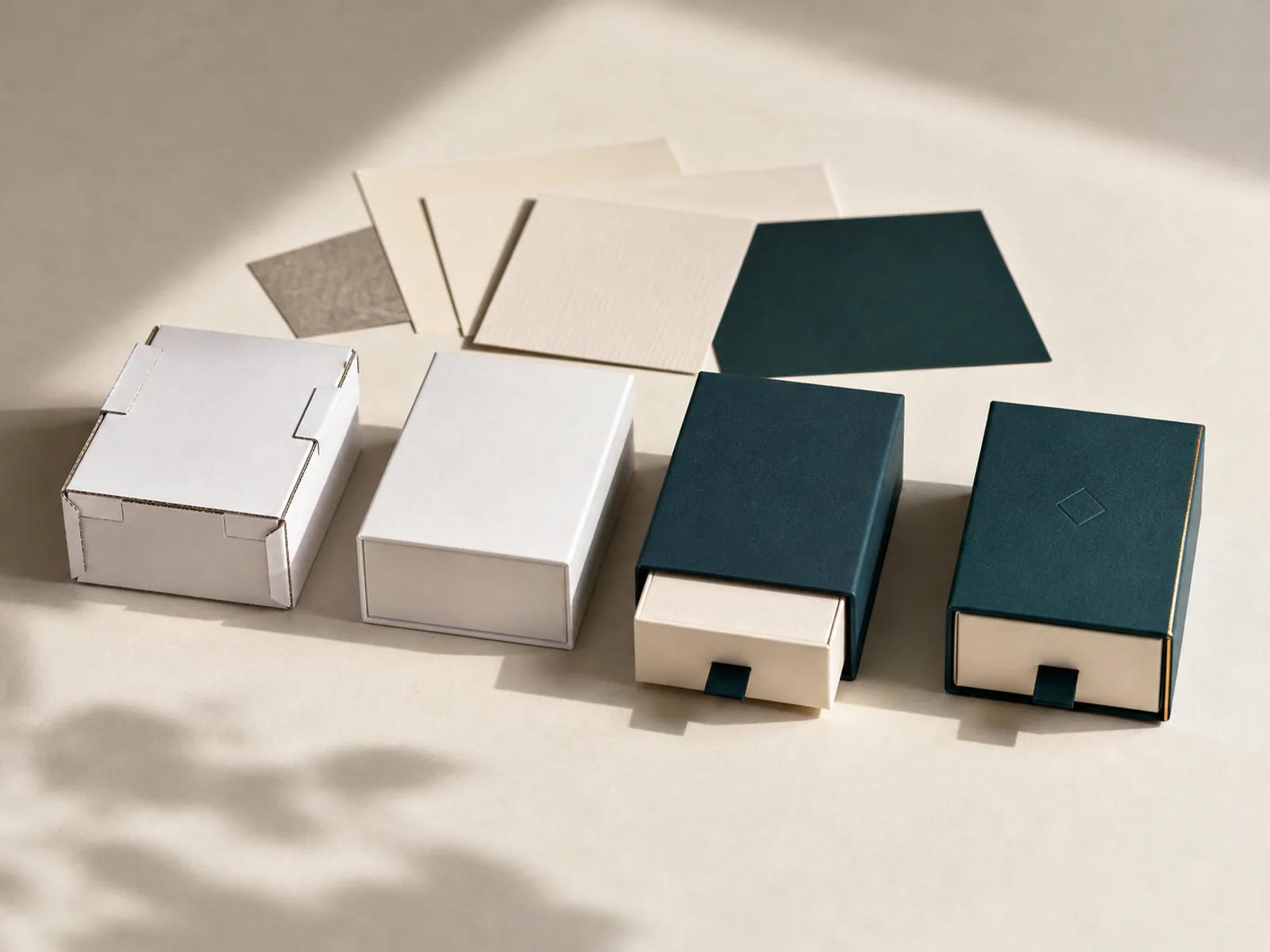 Paper packaging sample stages arranged from rough structure to refined prototype