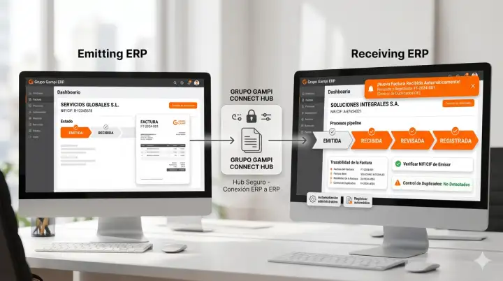 Recepción automática de facturas en ERP: cómo funciona la facturación conectada entre empresas