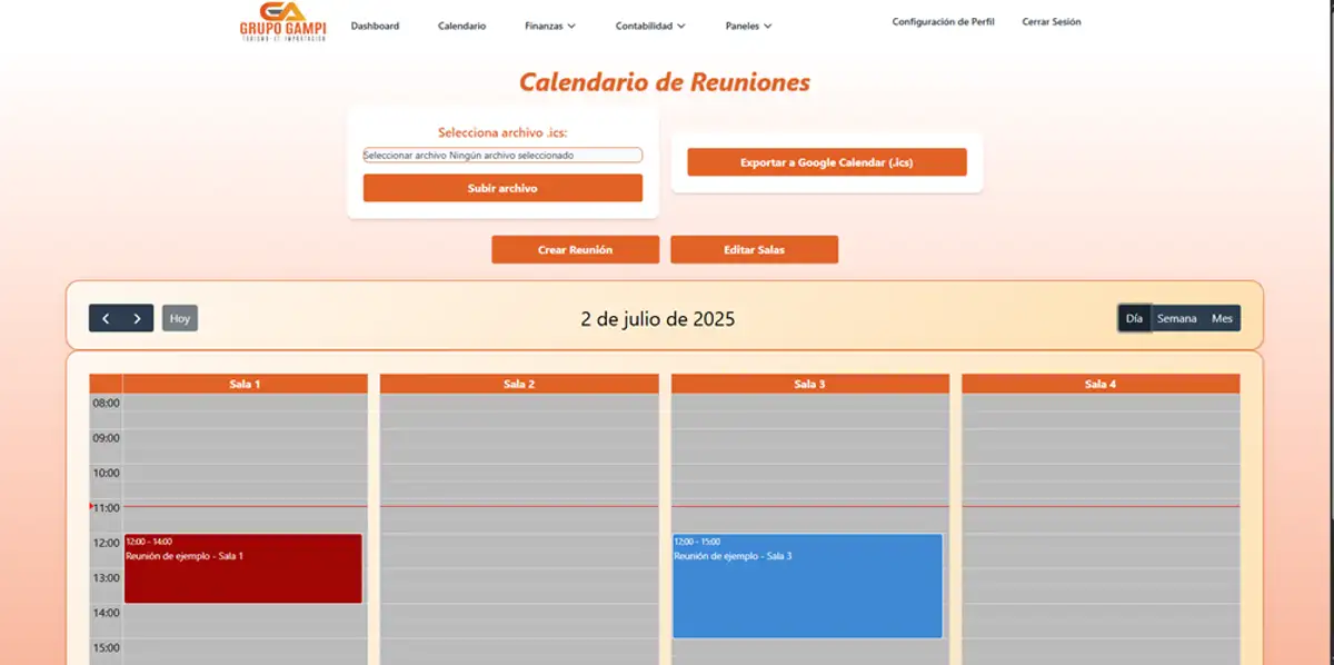 Calendario digital para gestión de eventos y reservas
