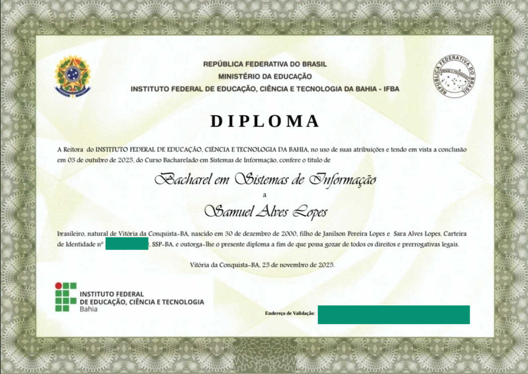 Diploma Samuel Alves Lopes