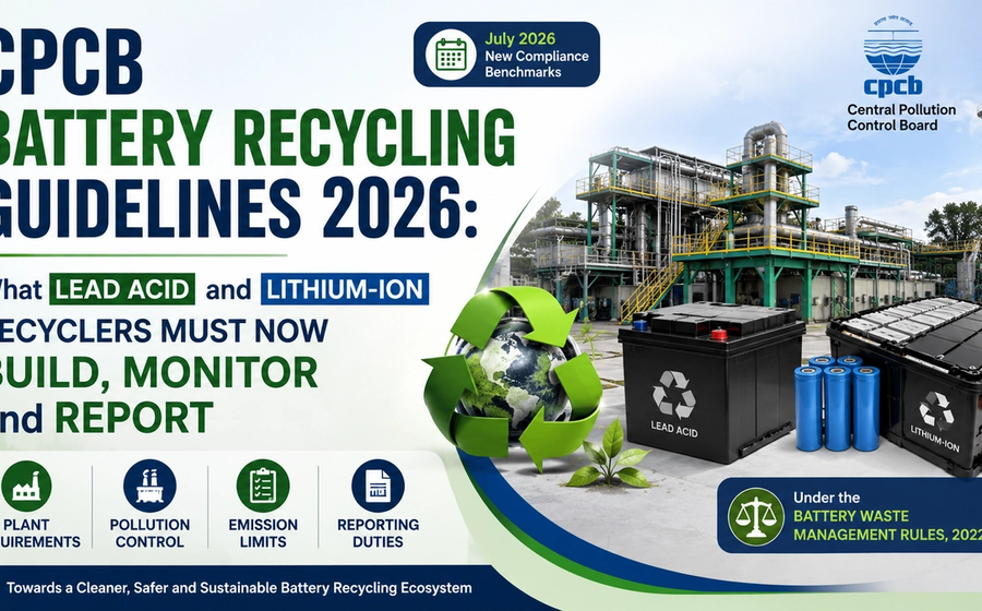 CPCB Battery Recycling Guidelines 2026: What Lead Acid and Lithium-ion Recyclers Must Now Build, Monitor and Report cover image